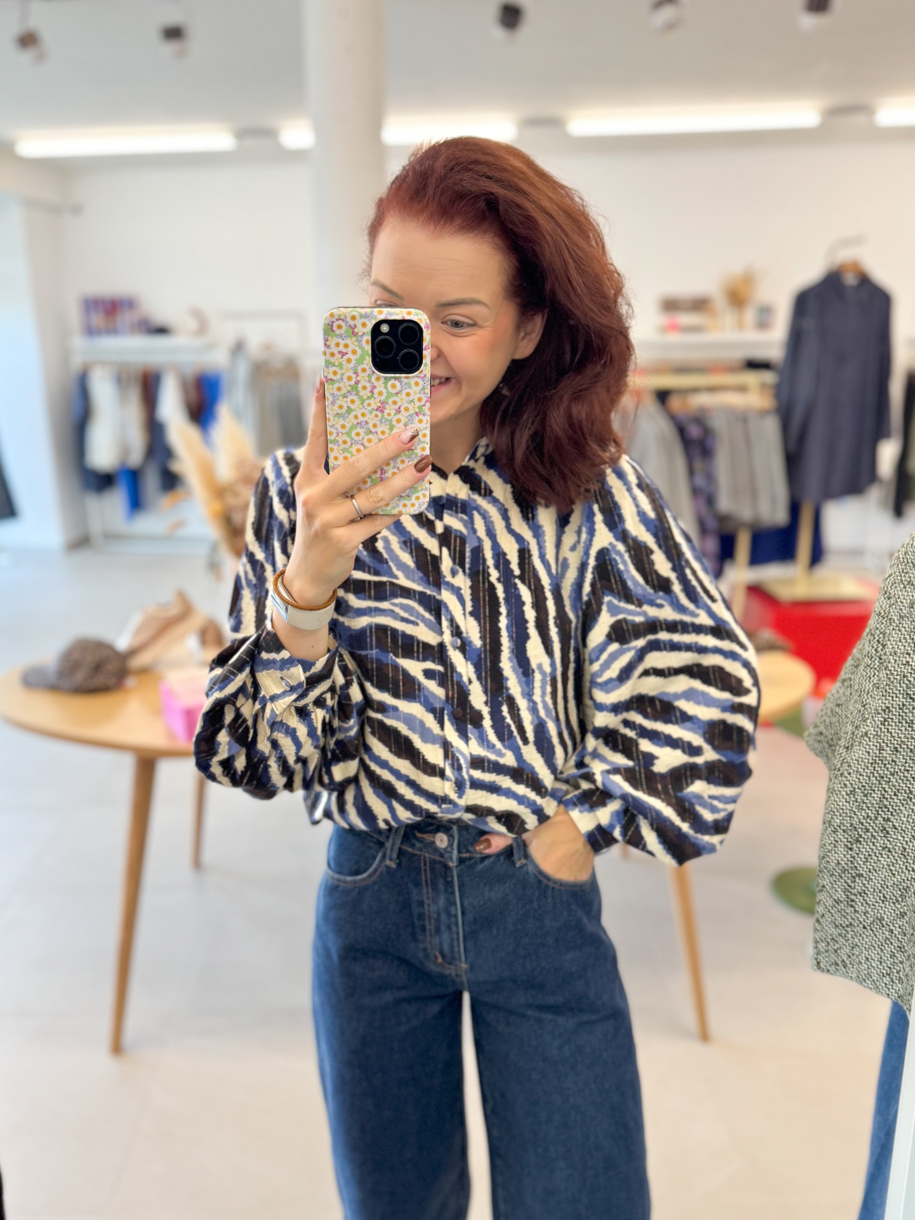 Blue fall blouse