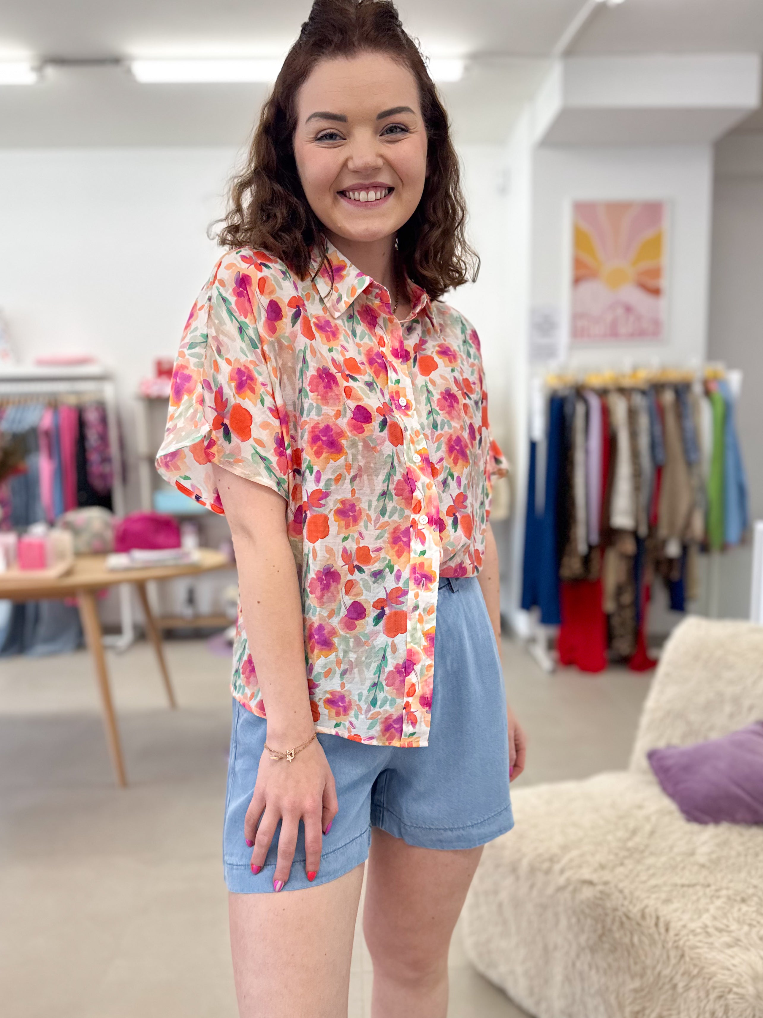 Flower blouse - Fuchsia