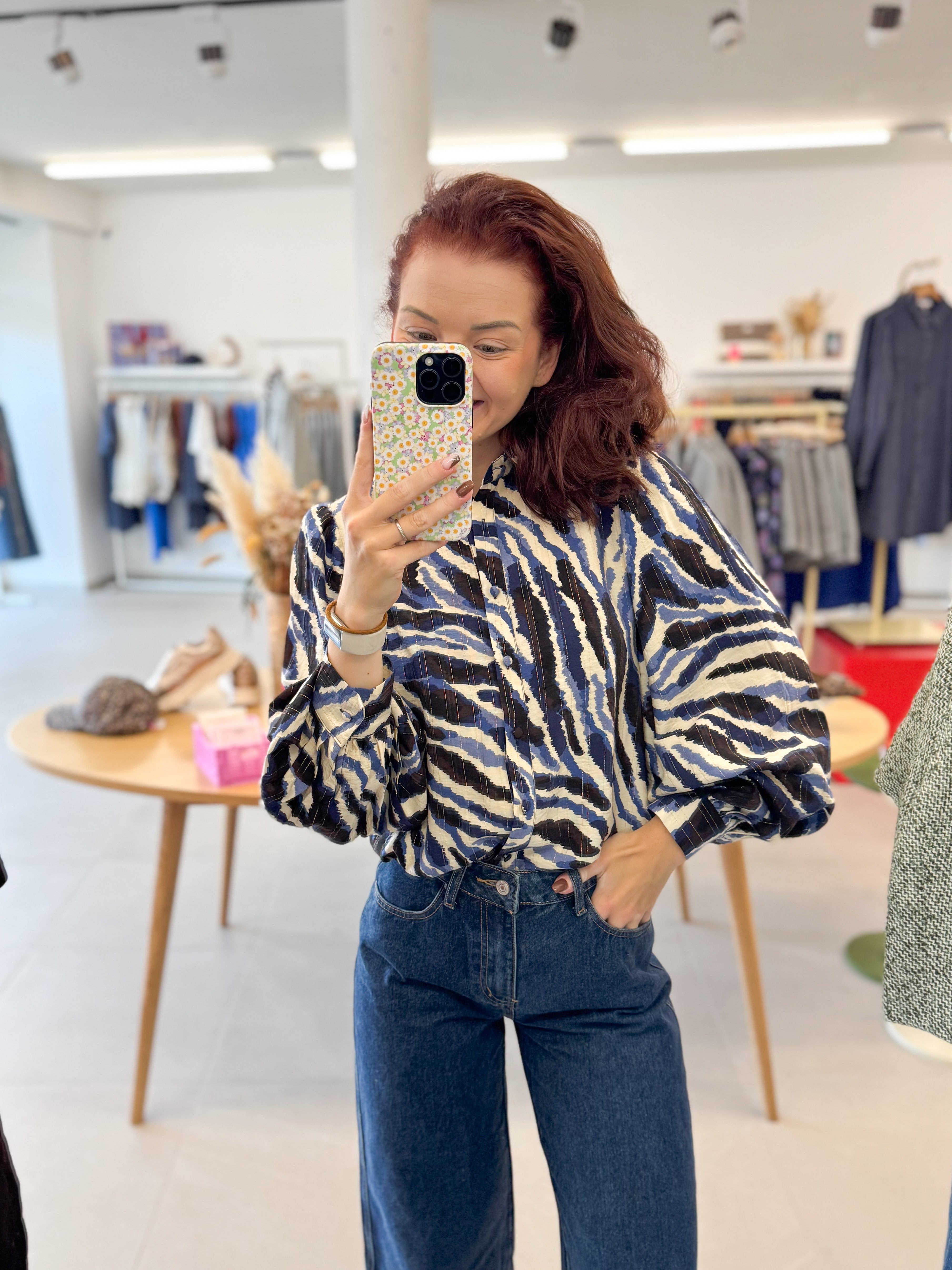 Blue fall blouse