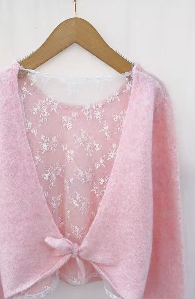 Open back lace knit - Pink