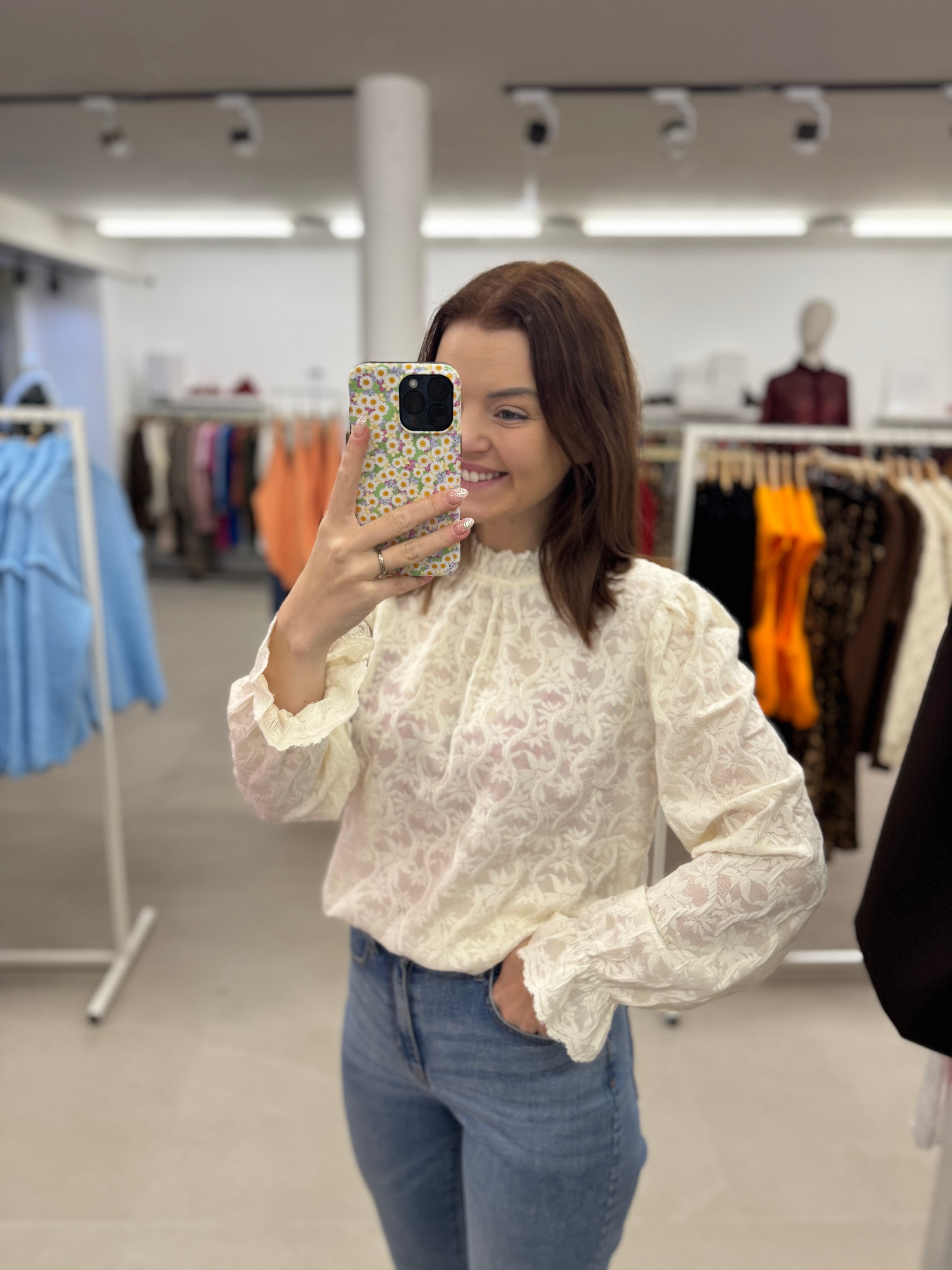 Lace flower top - Beige