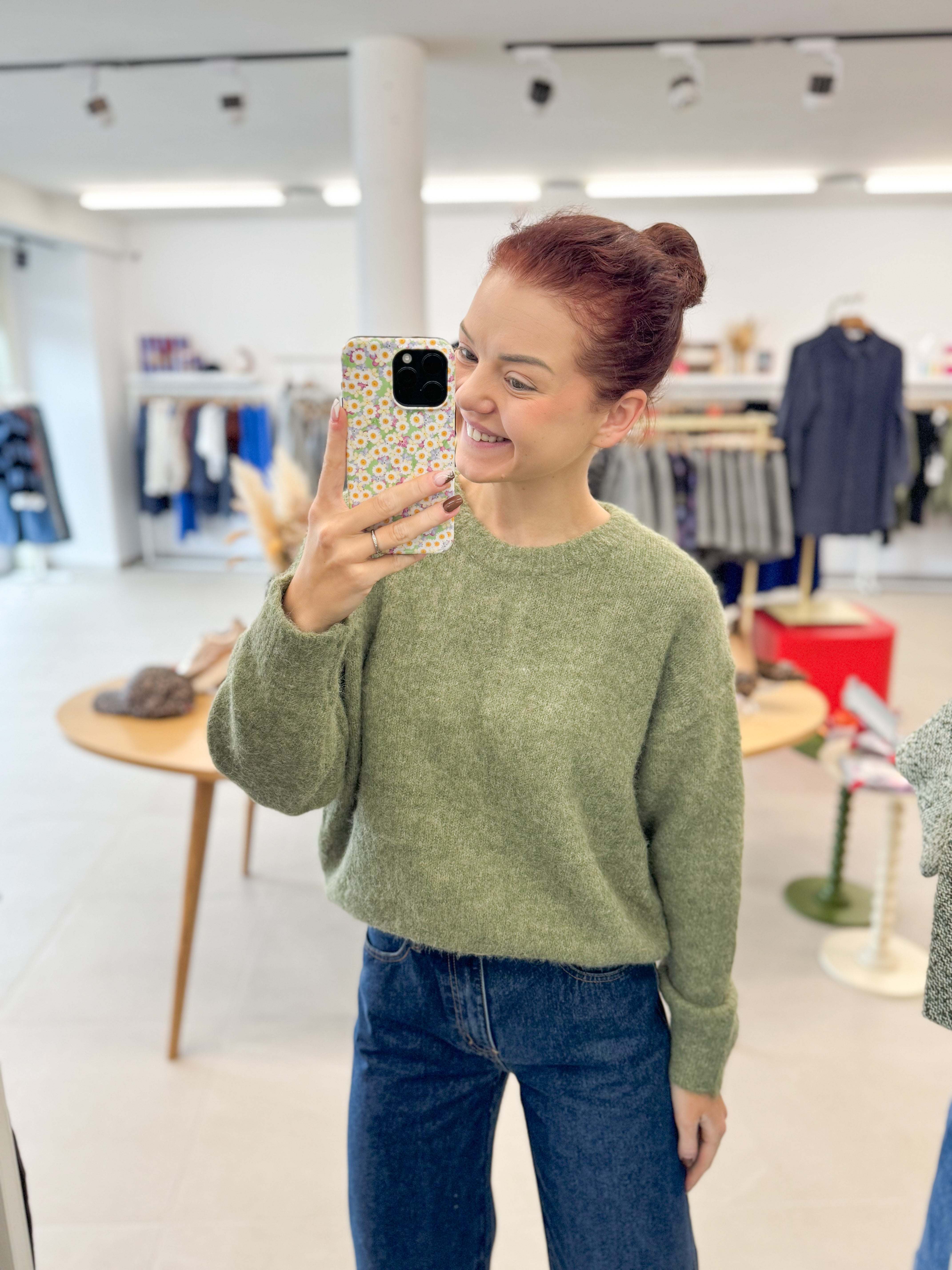 Khaki soft fall knit