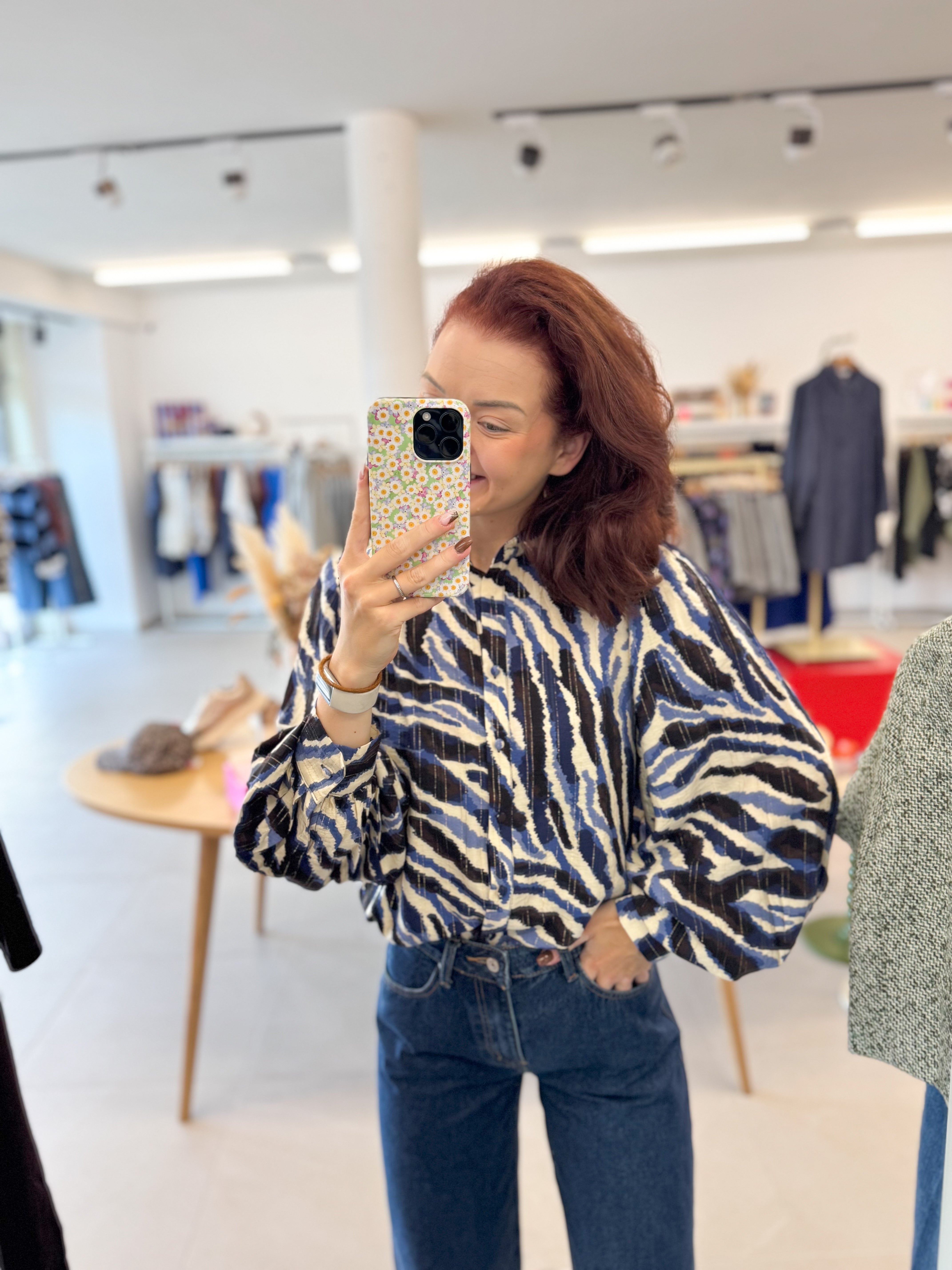 Blue fall blouse