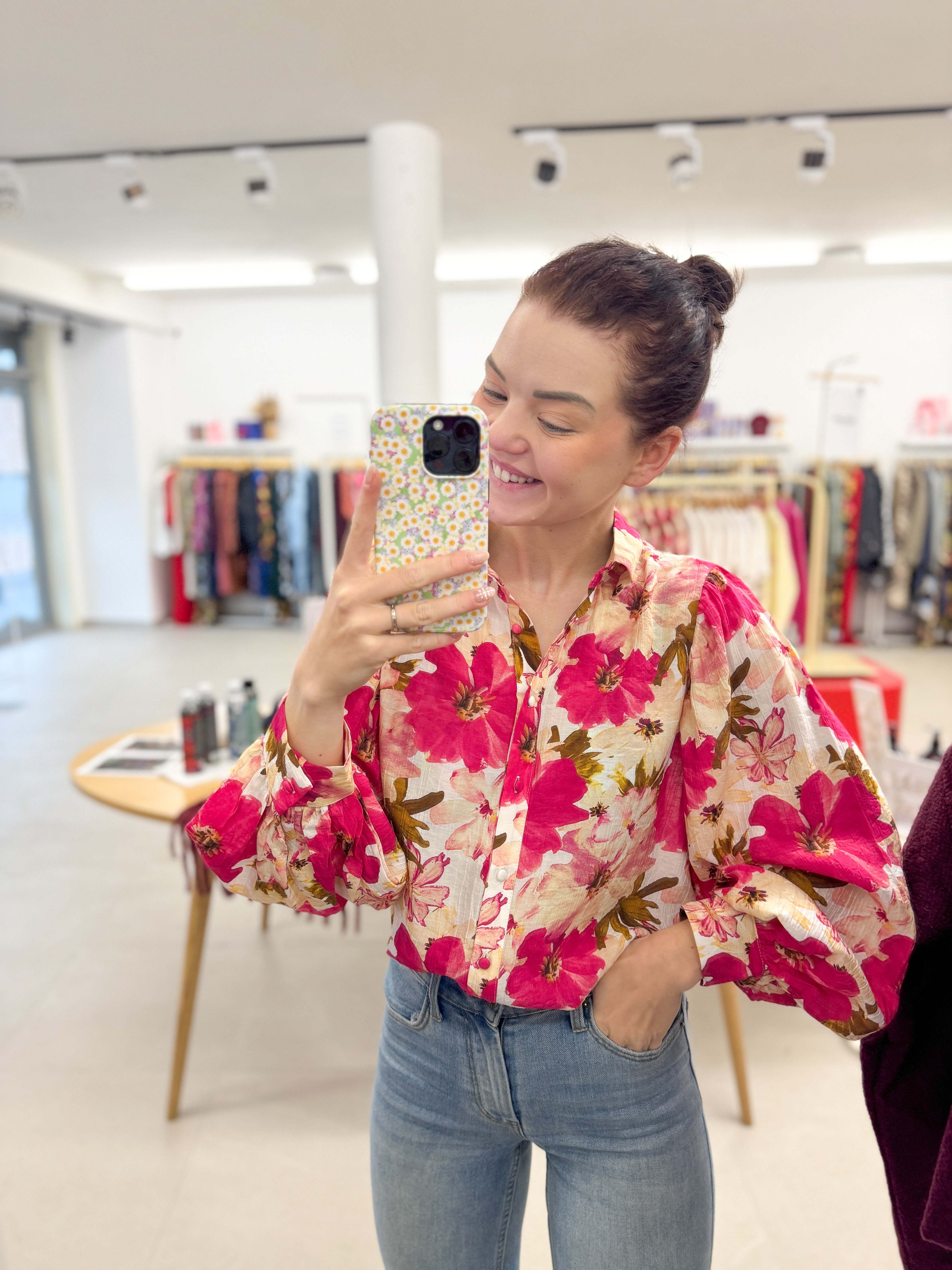 Spring flower blouse - Fuchsia