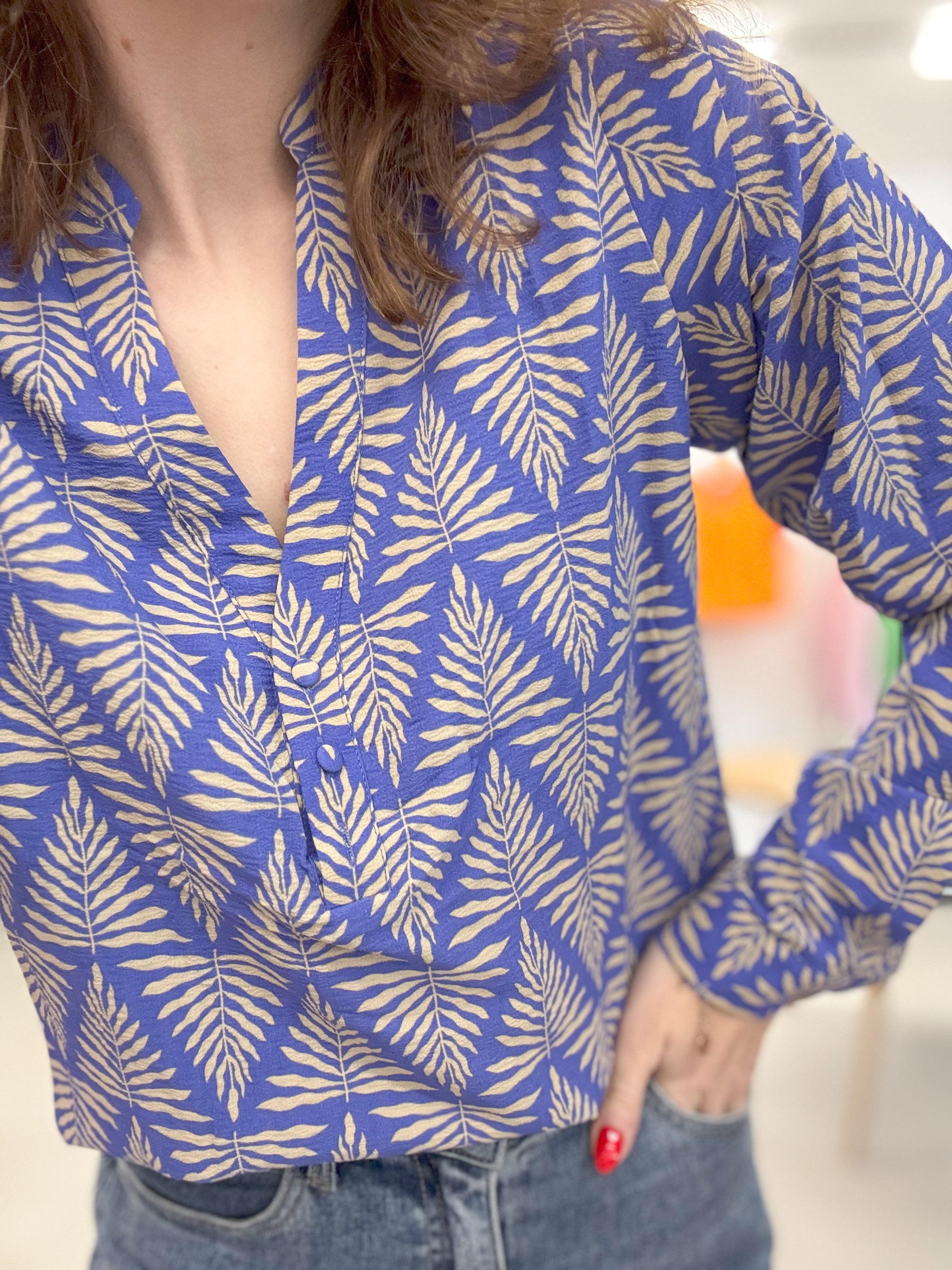 Blouse Sophie - Zigzag leaves print