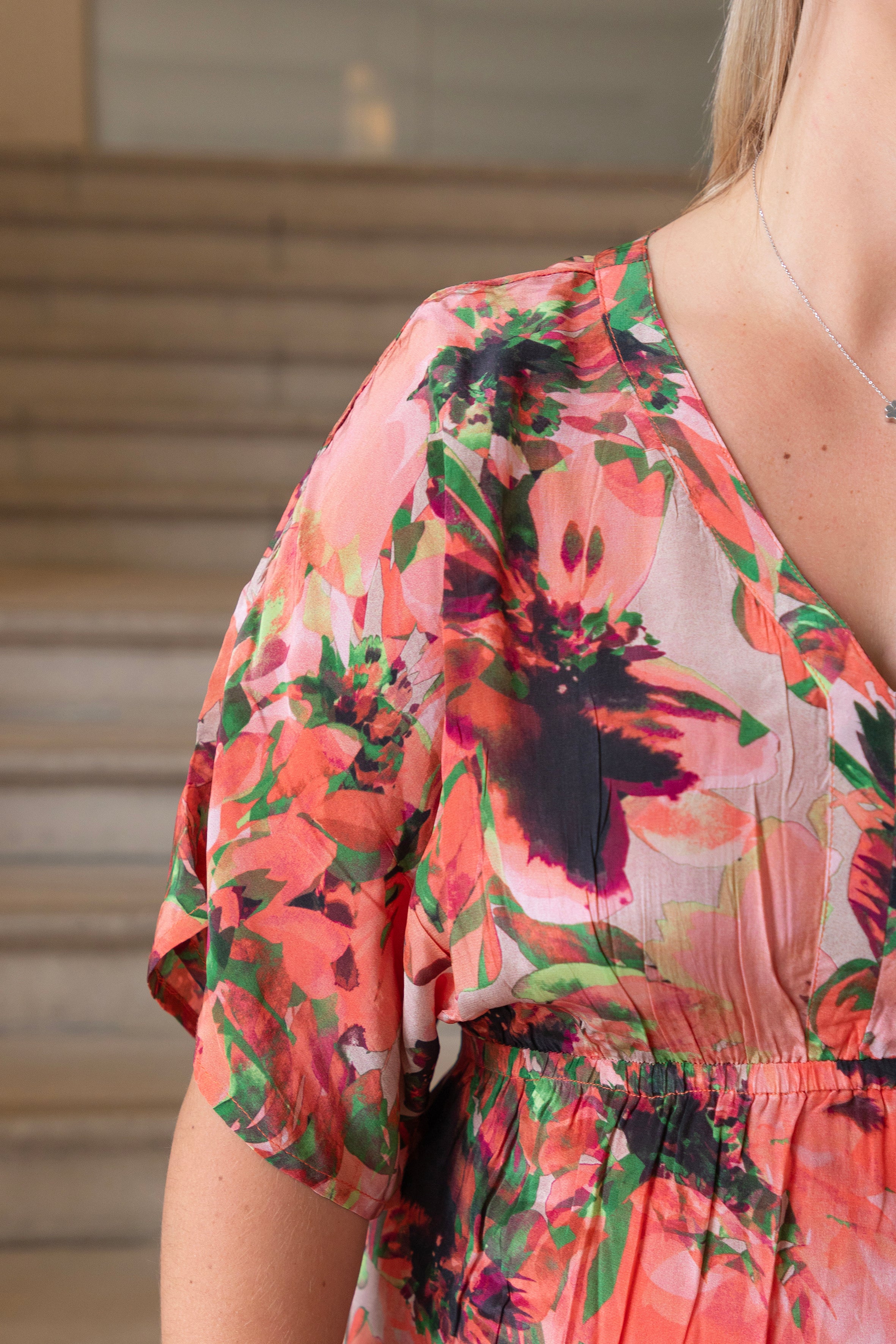 CREliza Dress - Peach Flower Print