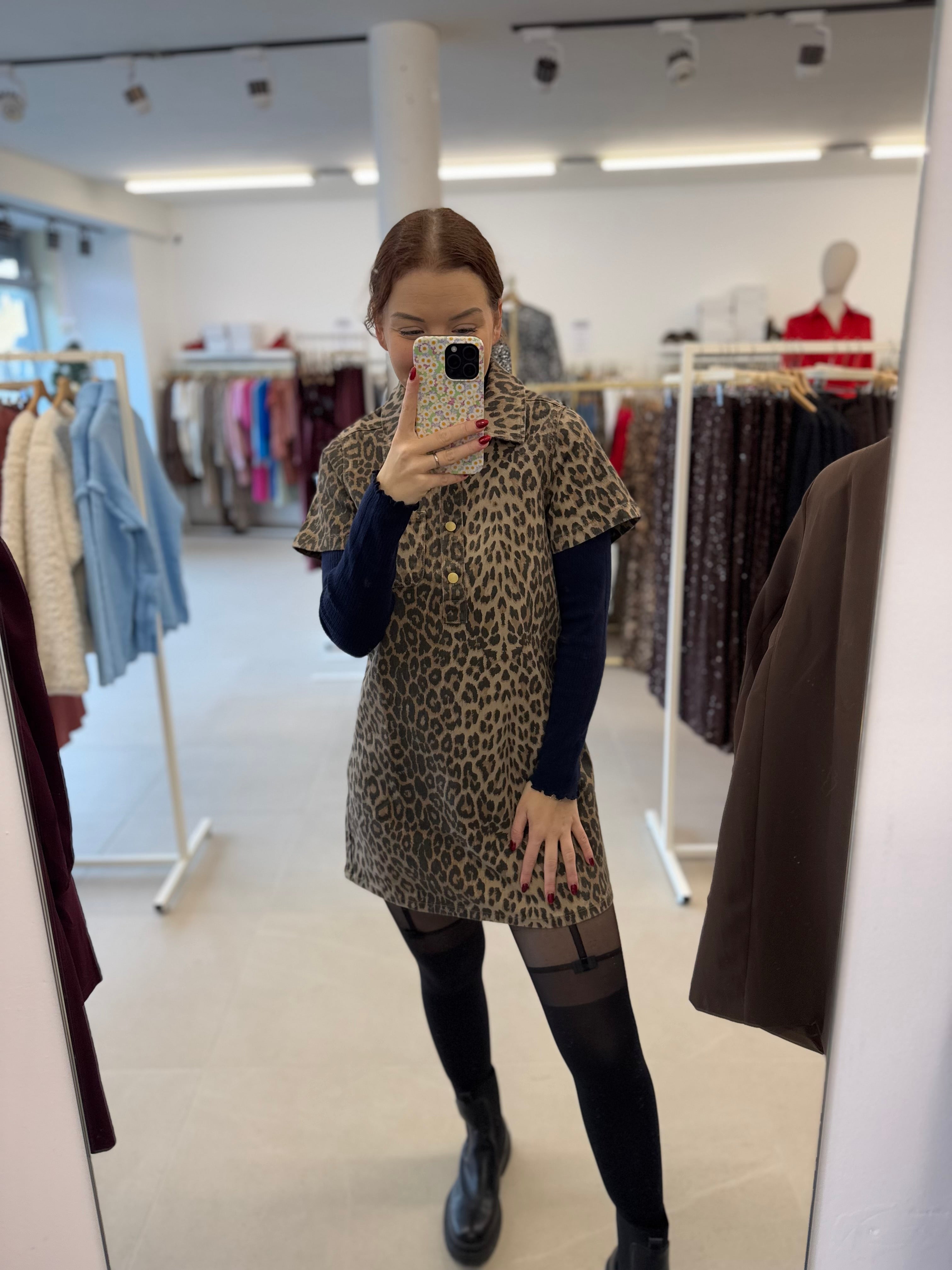Leopard jeans dress