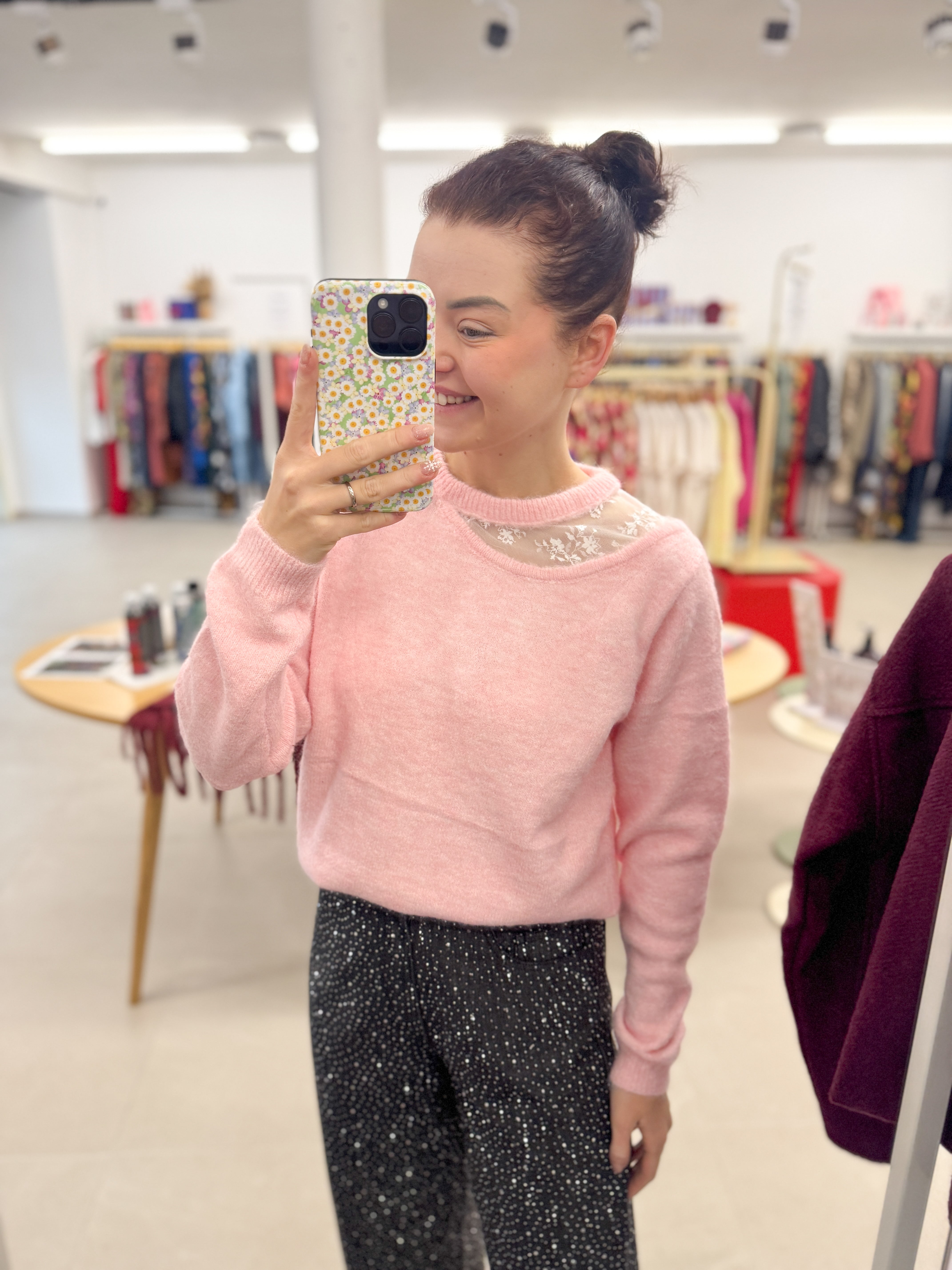 Soft flower detail knit - Pink