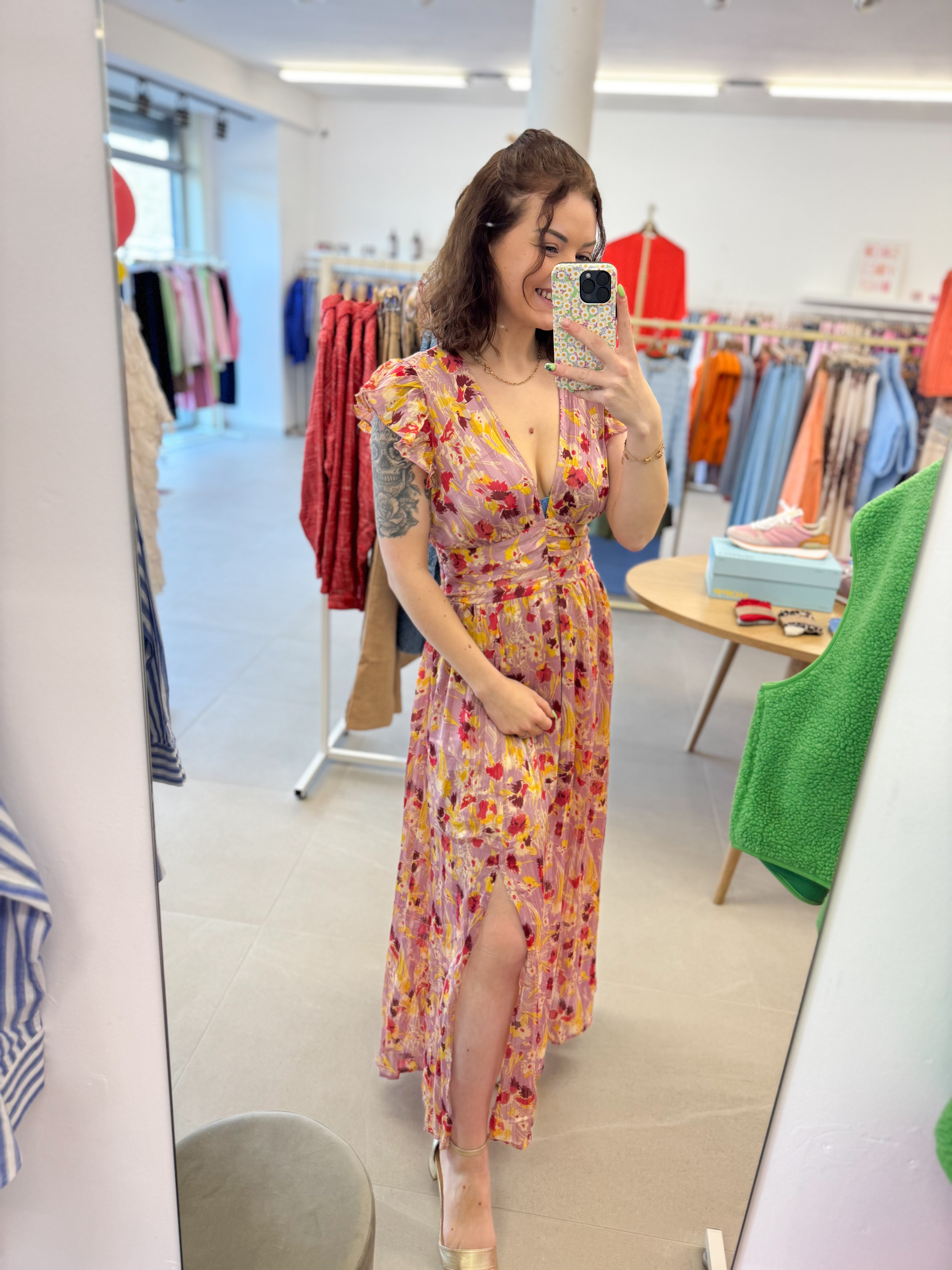 Rose maxi split dress