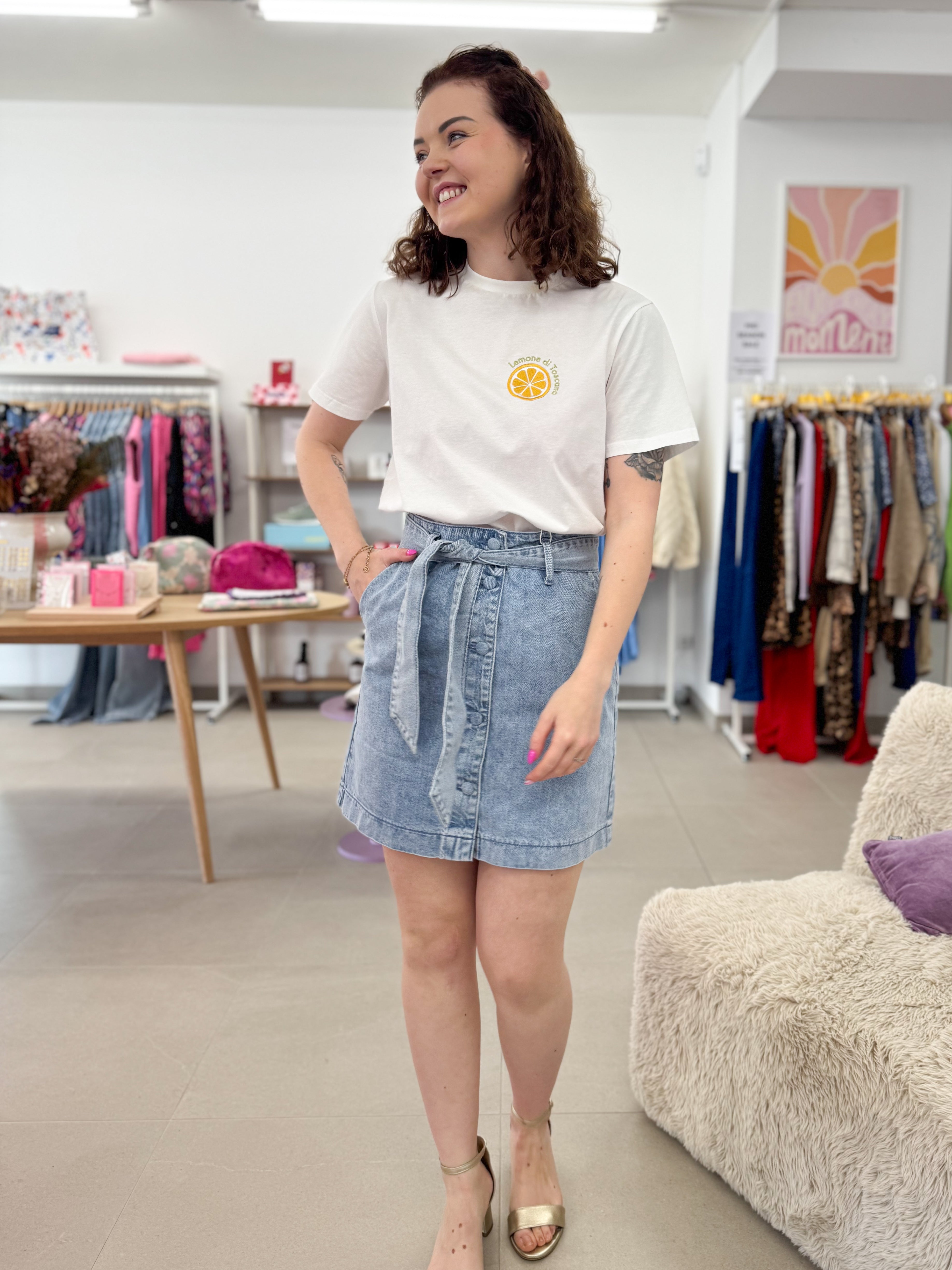 Jeans button skirt