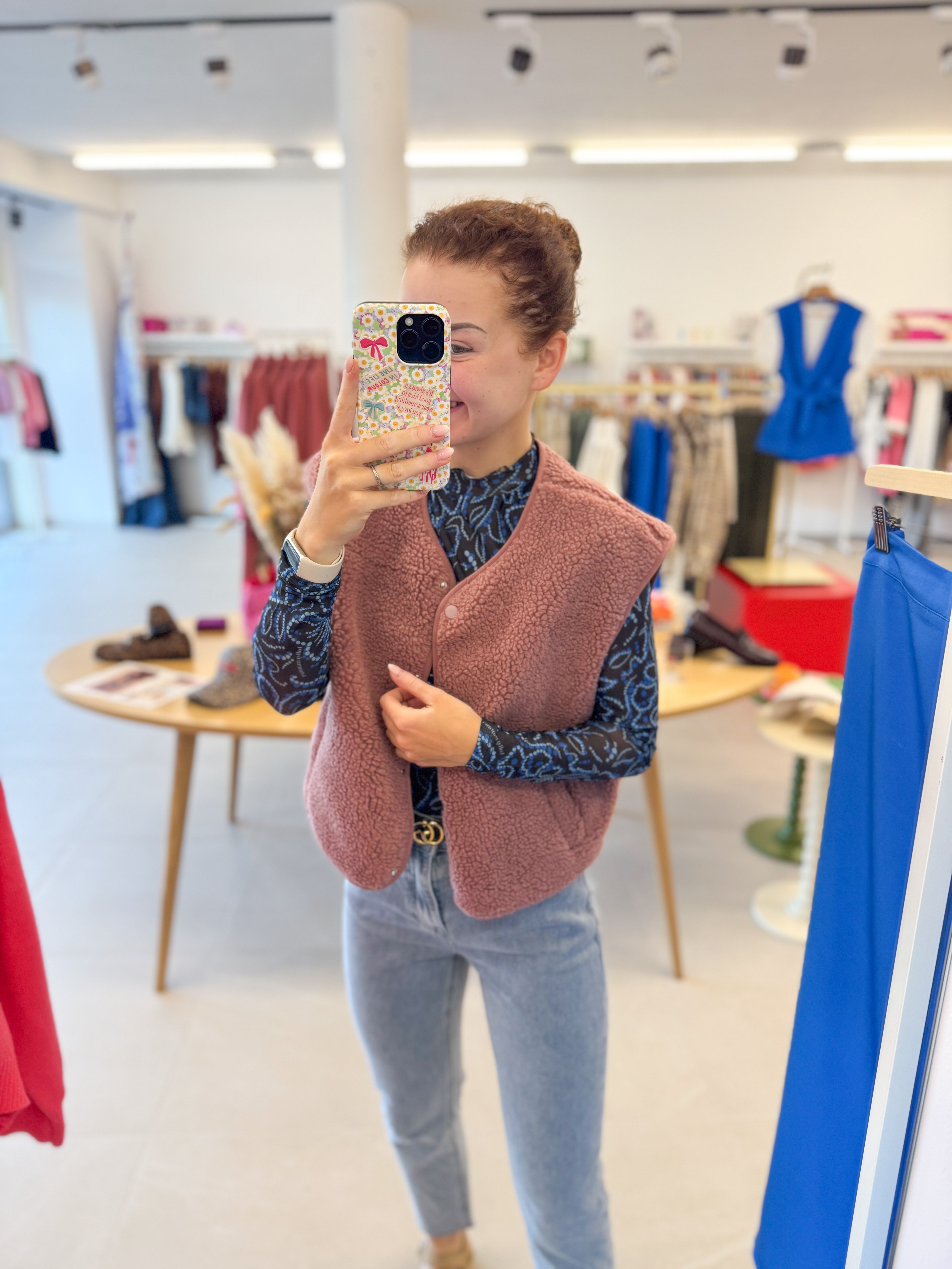 Teddy gilet - Dark Pink