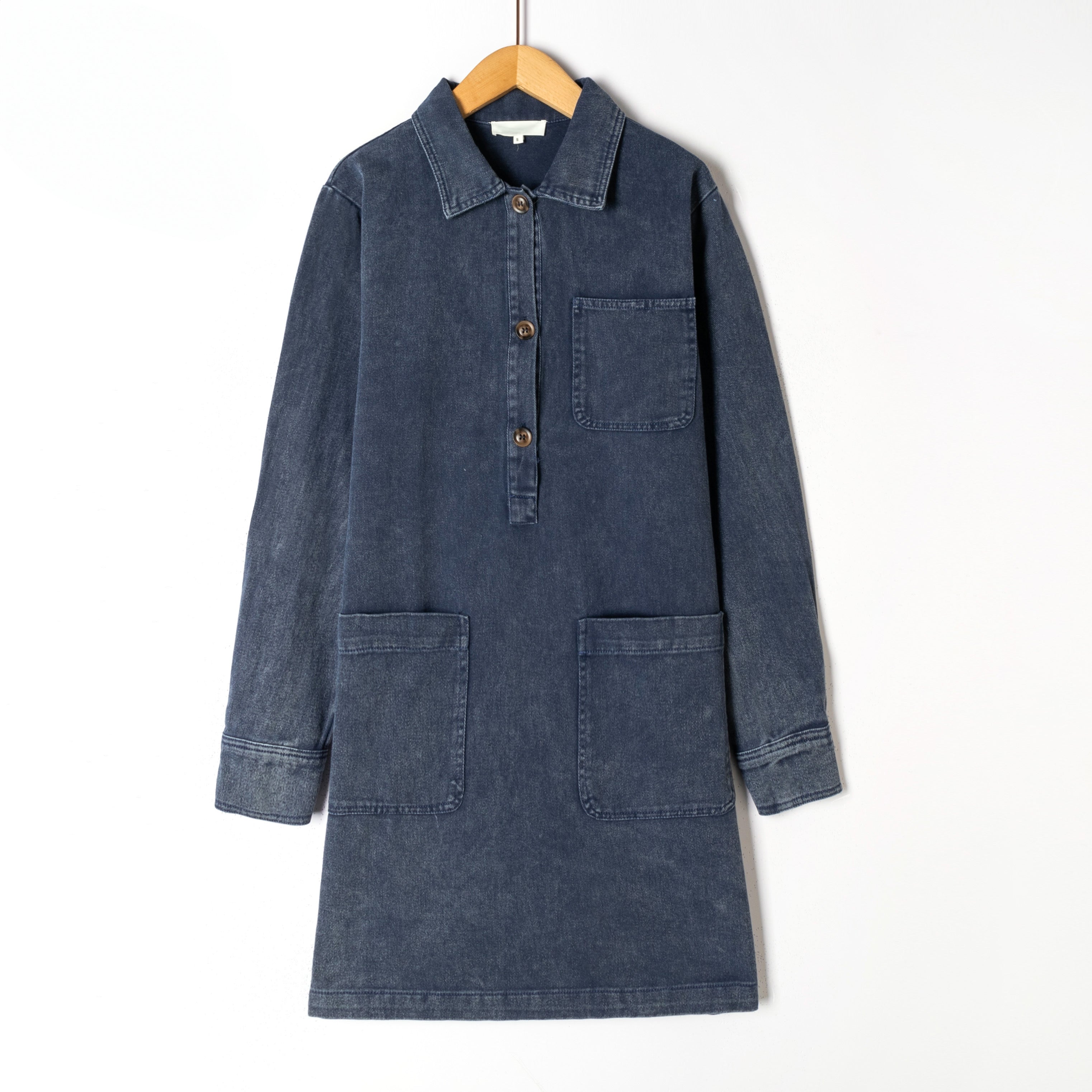 Denim button dress - Marine