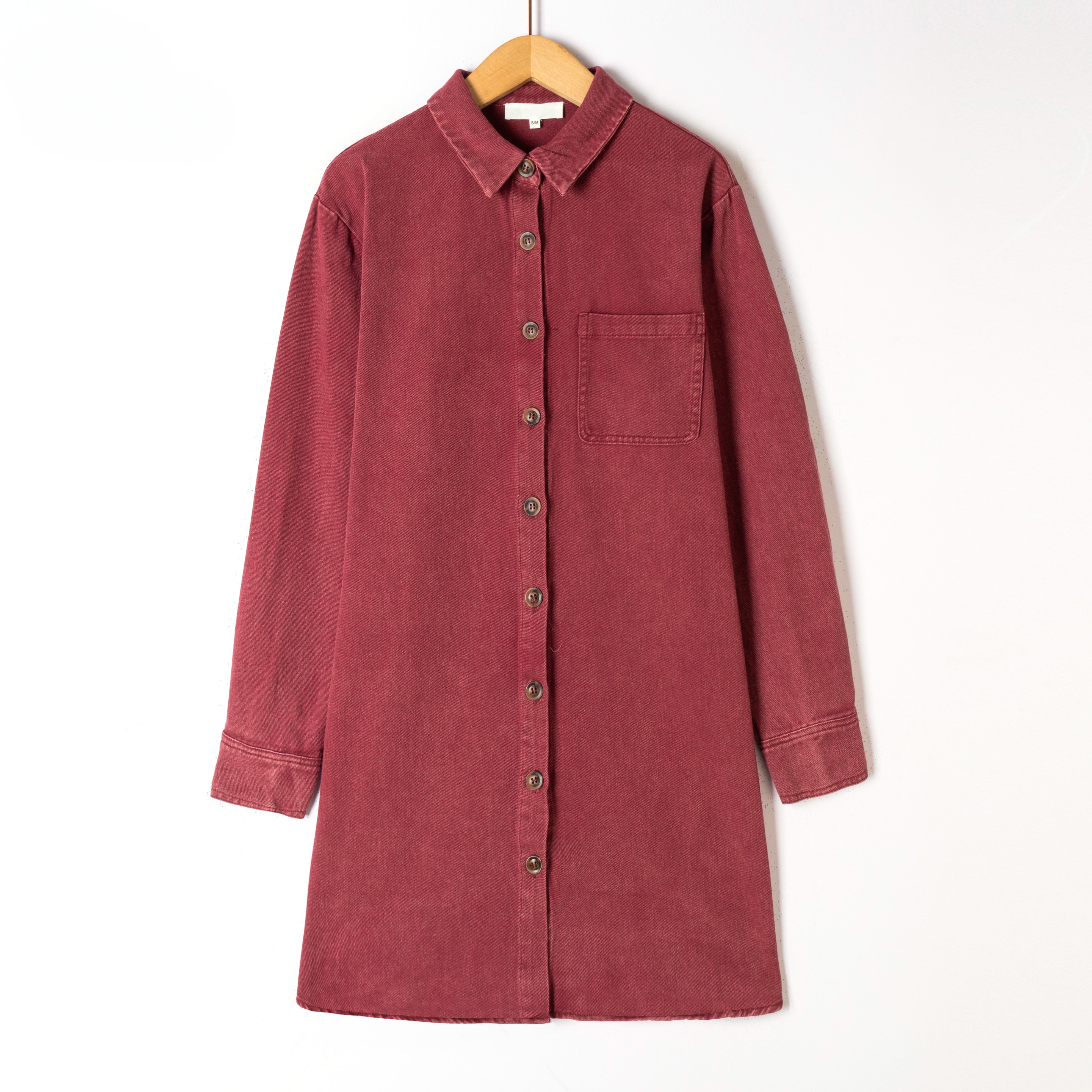 Denim dress longsleeve - Bordeaux