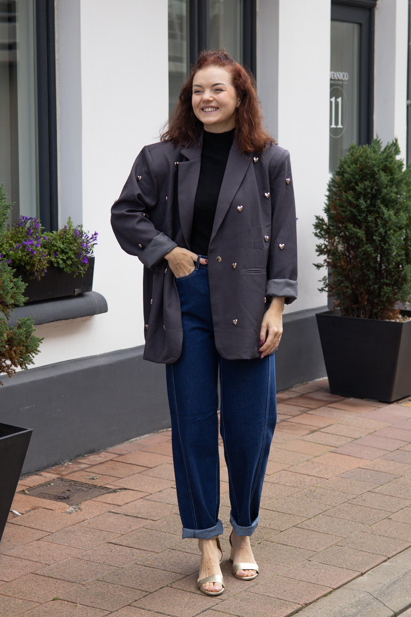 Oversized grey heart blazer