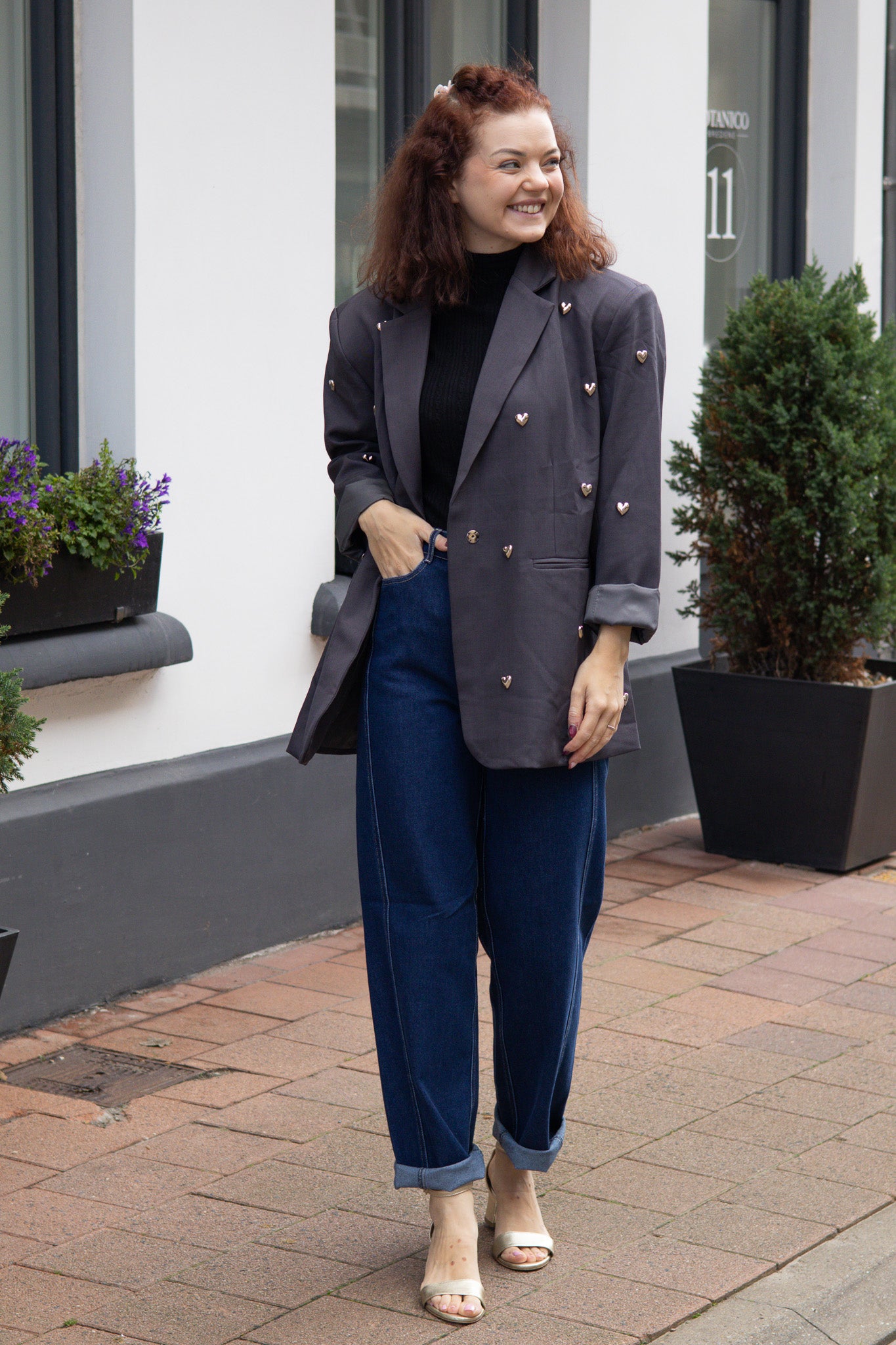 Oversized grey heart blazer