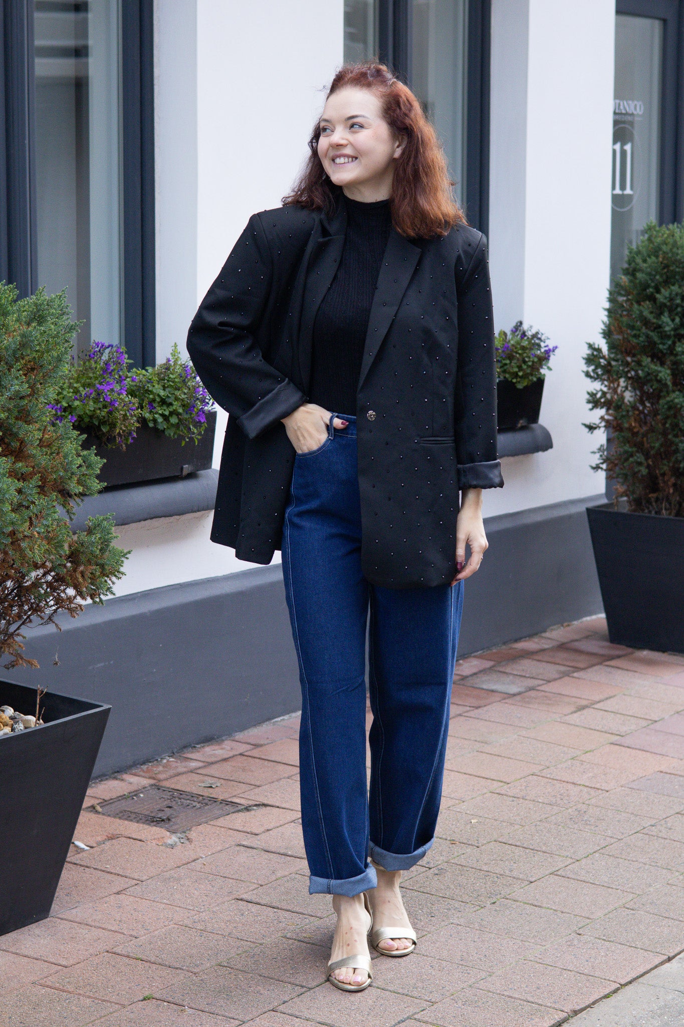 Oversized black sparkle blazer