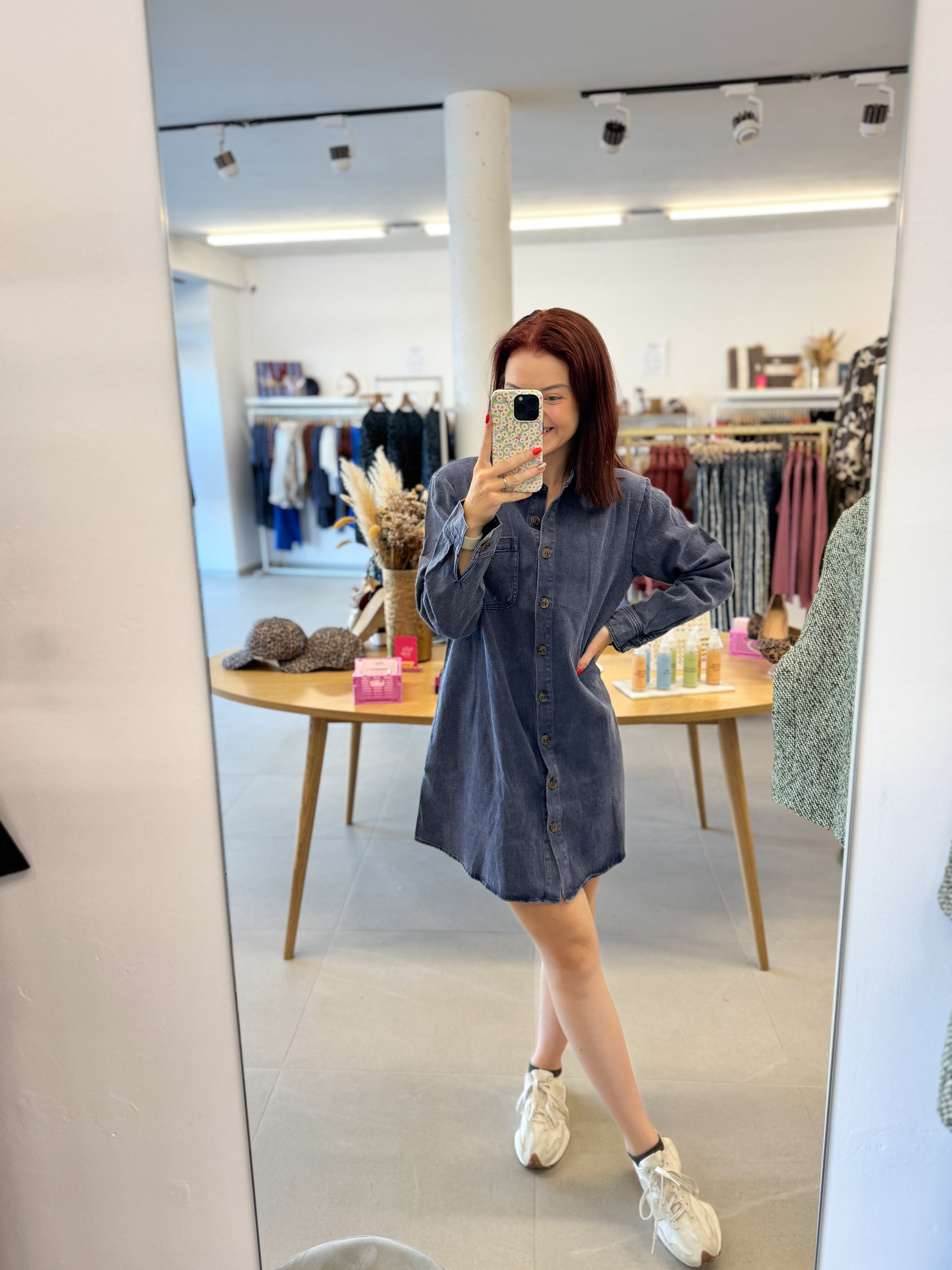 Denim dress longsleeve - Marine
