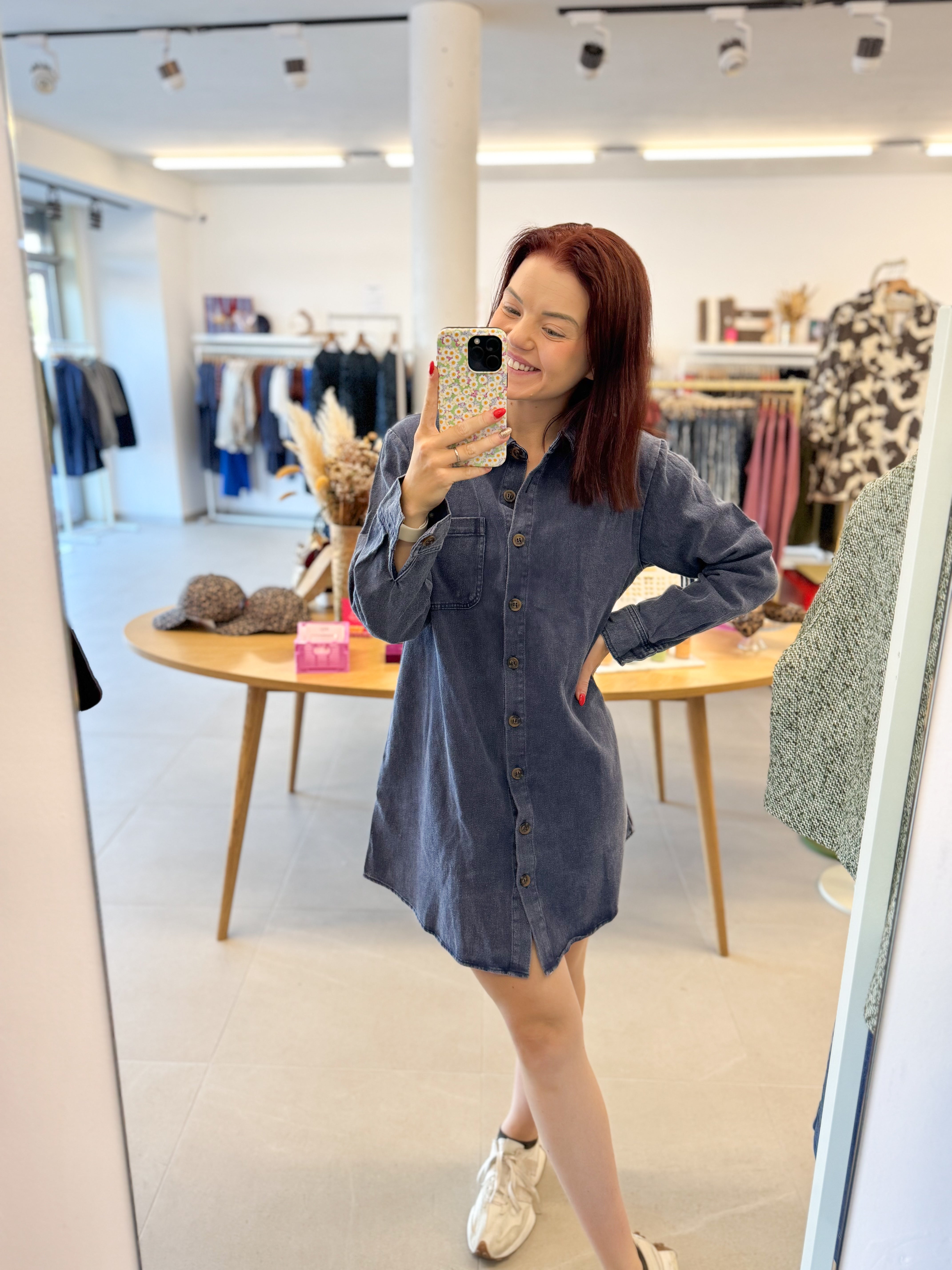 Denim dress longsleeve - Marine