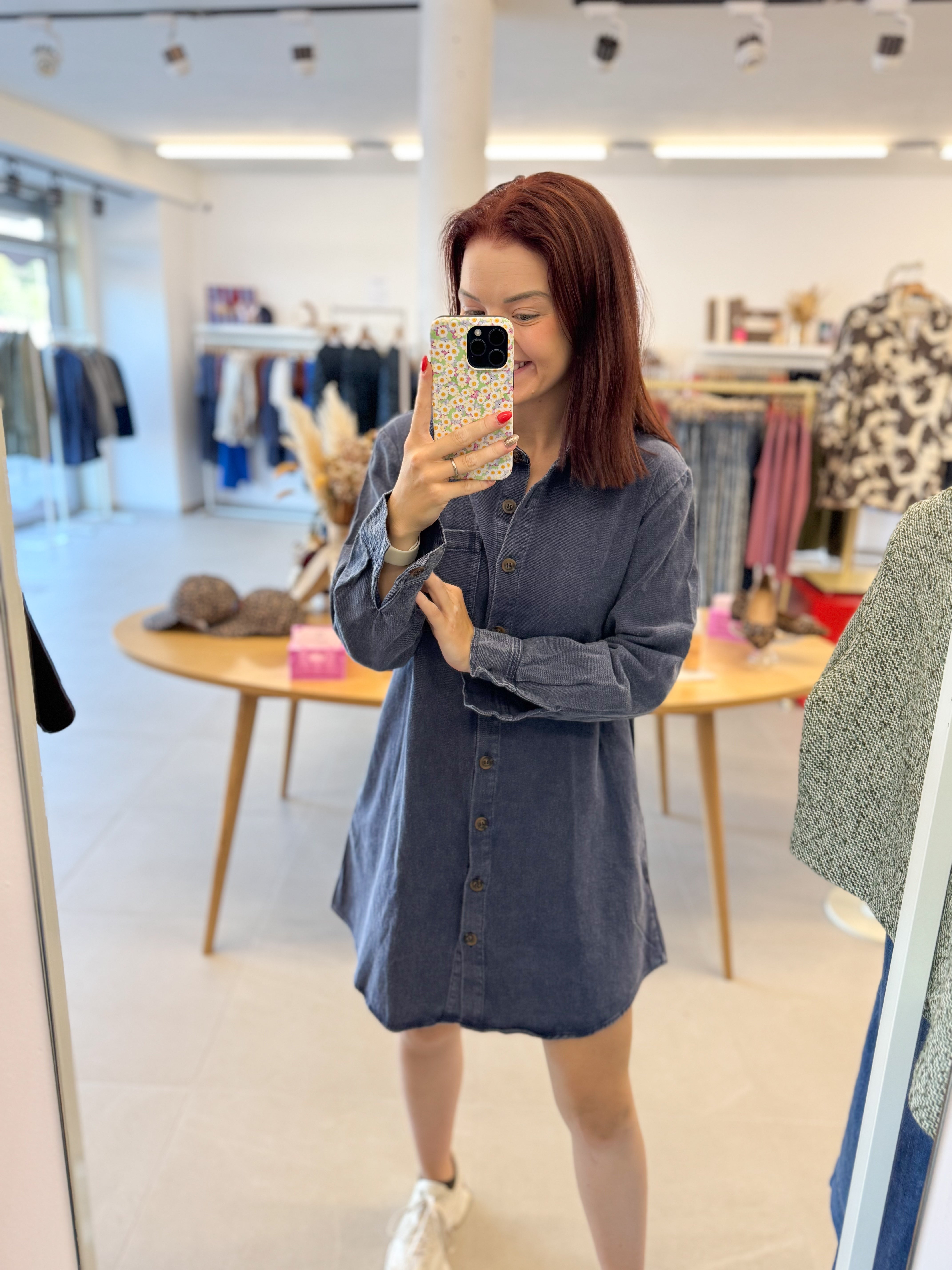 Denim dress longsleeve - Marine