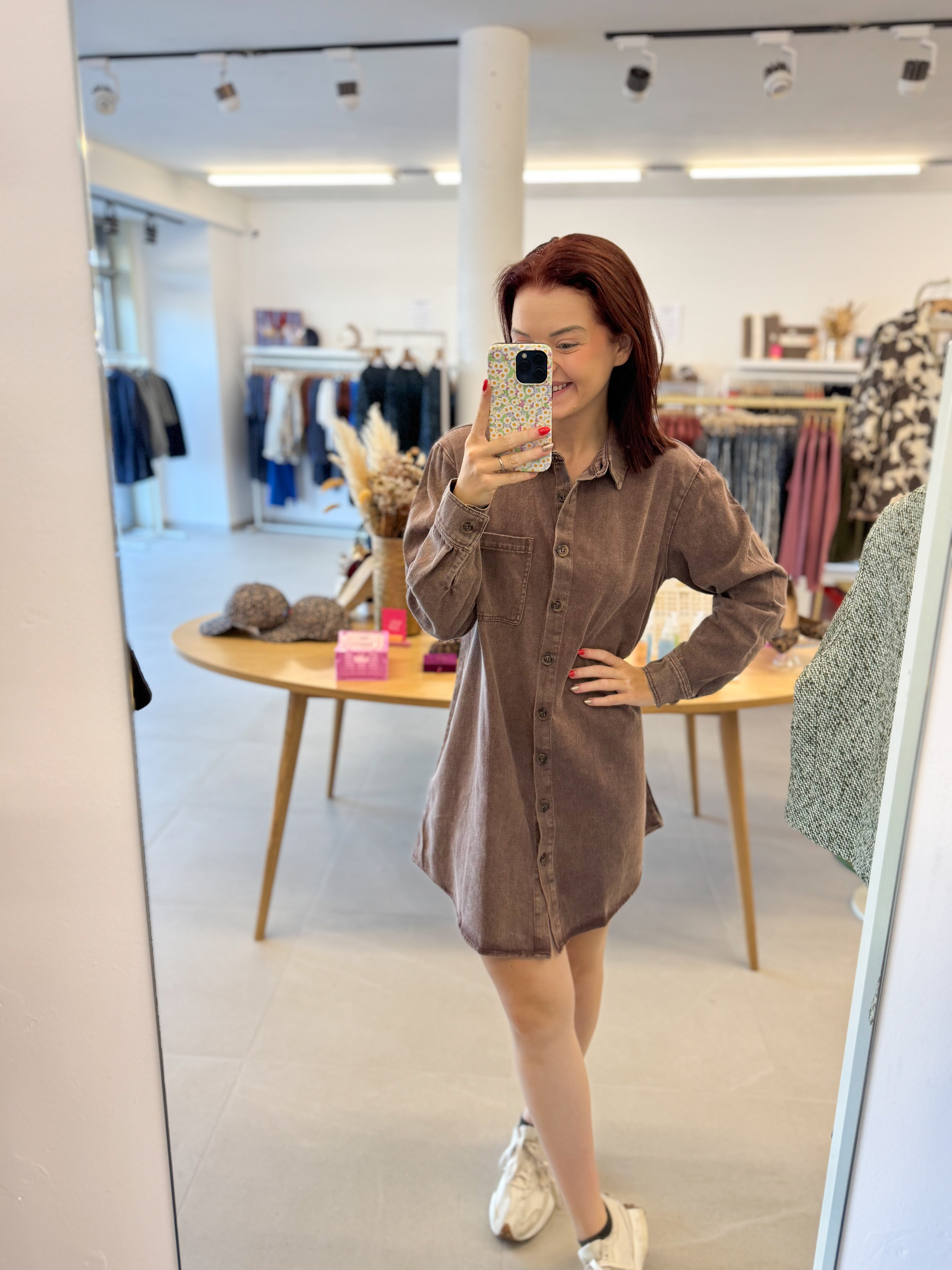 Denim dress longsleeve - Choco