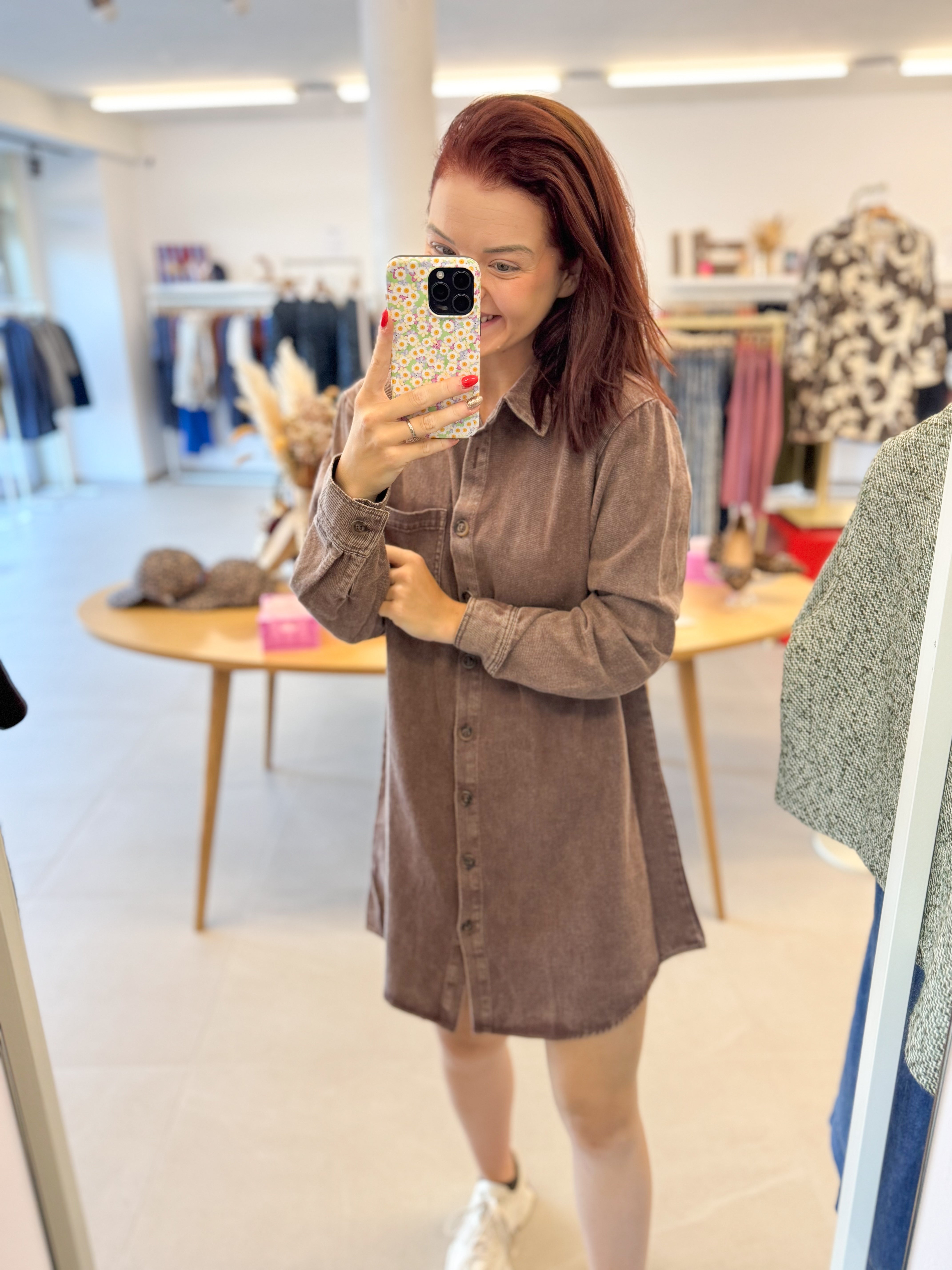 Denim dress longsleeve - Choco