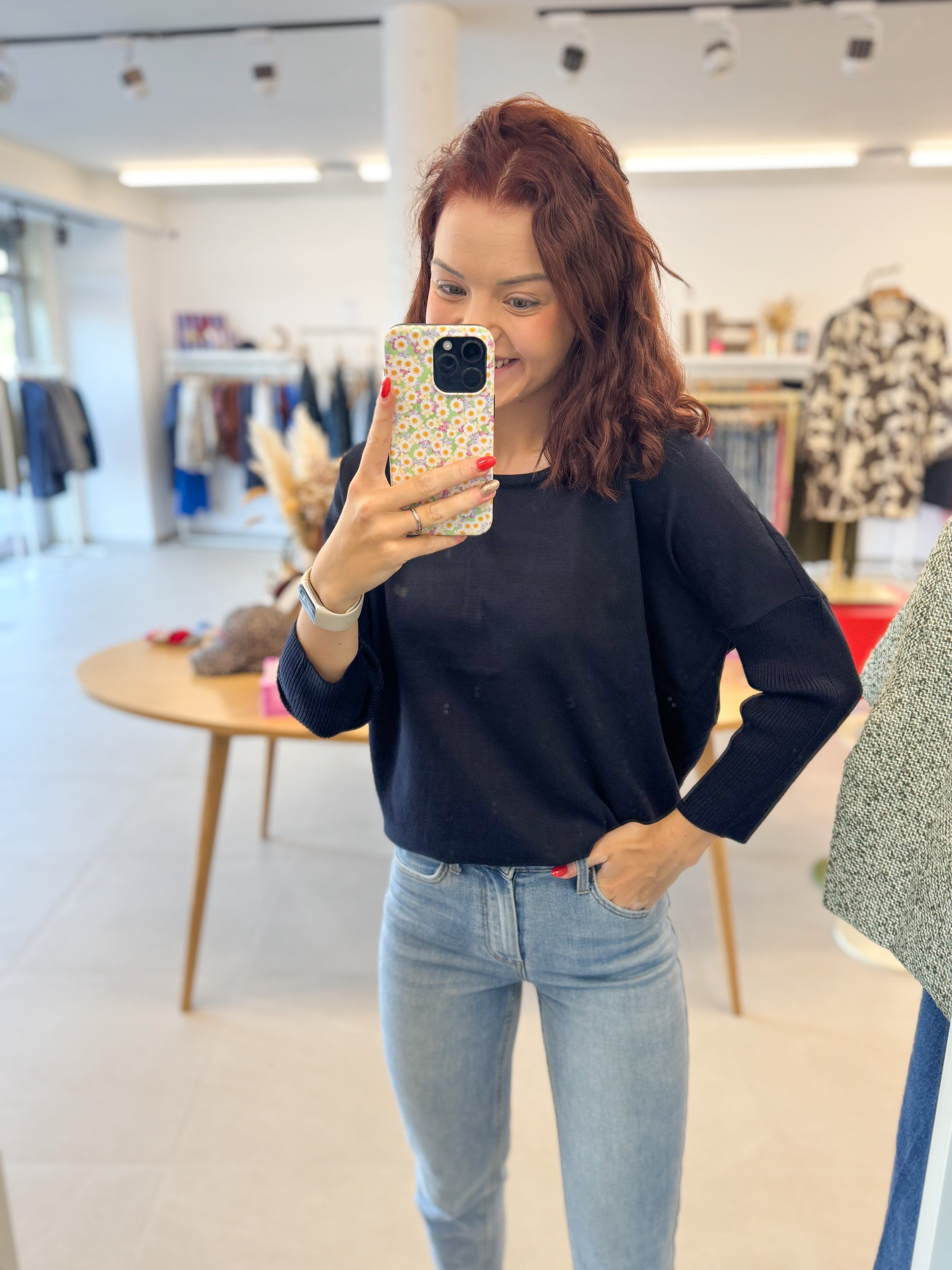 Mila SZ R-neck Pullover -night sky blue