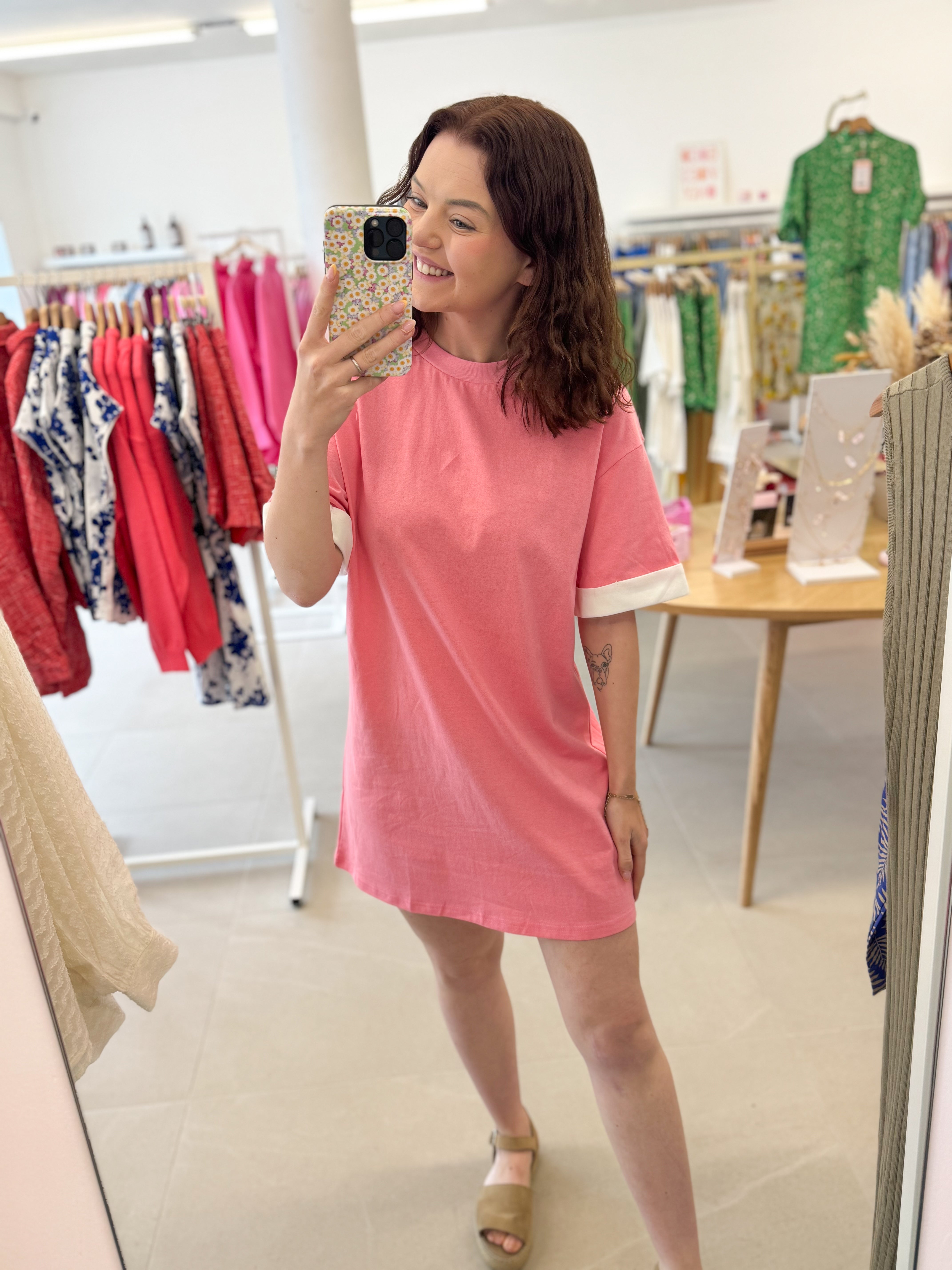Tee dress - Pink/White