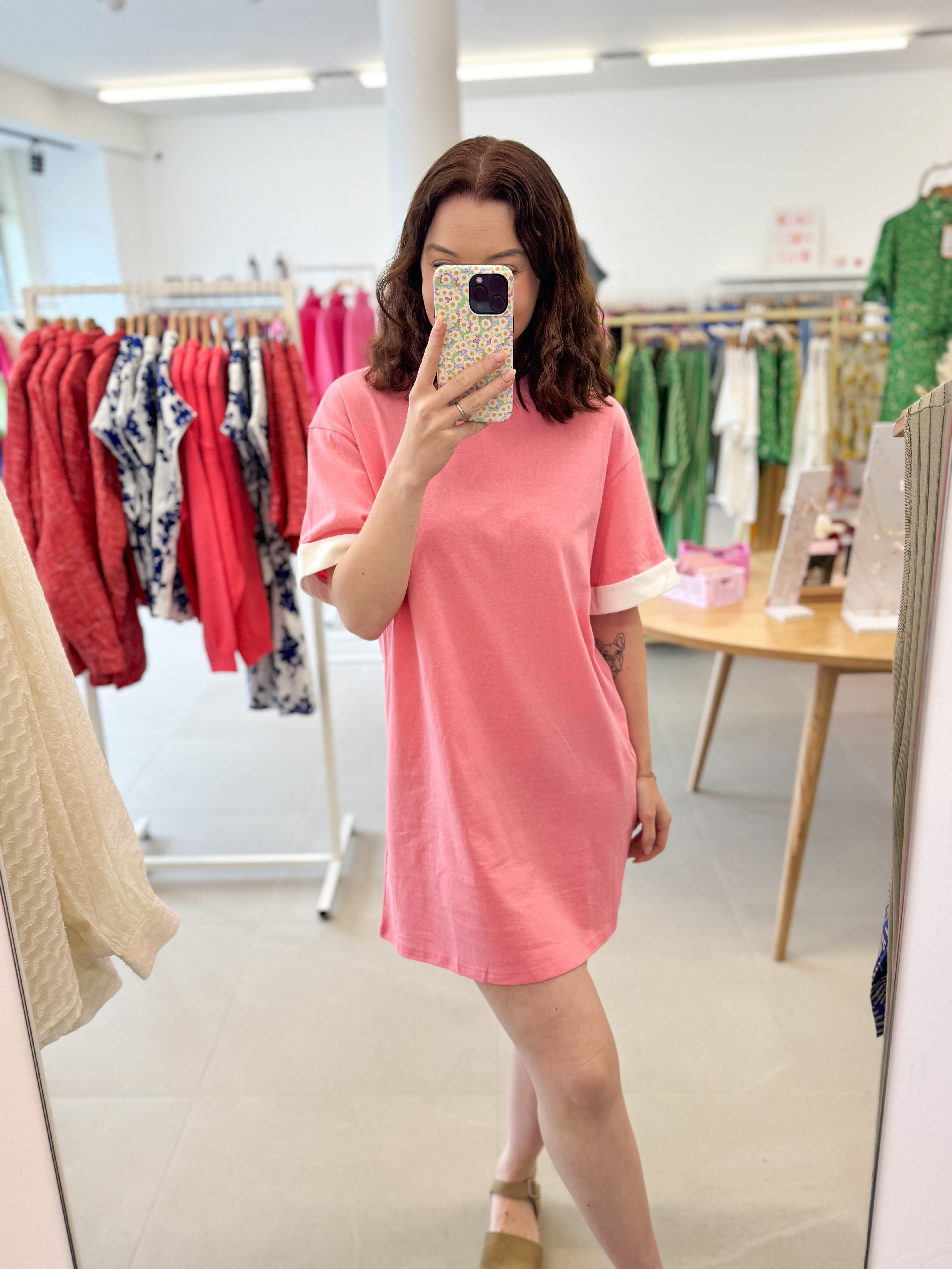 Tee dress - Pink/White