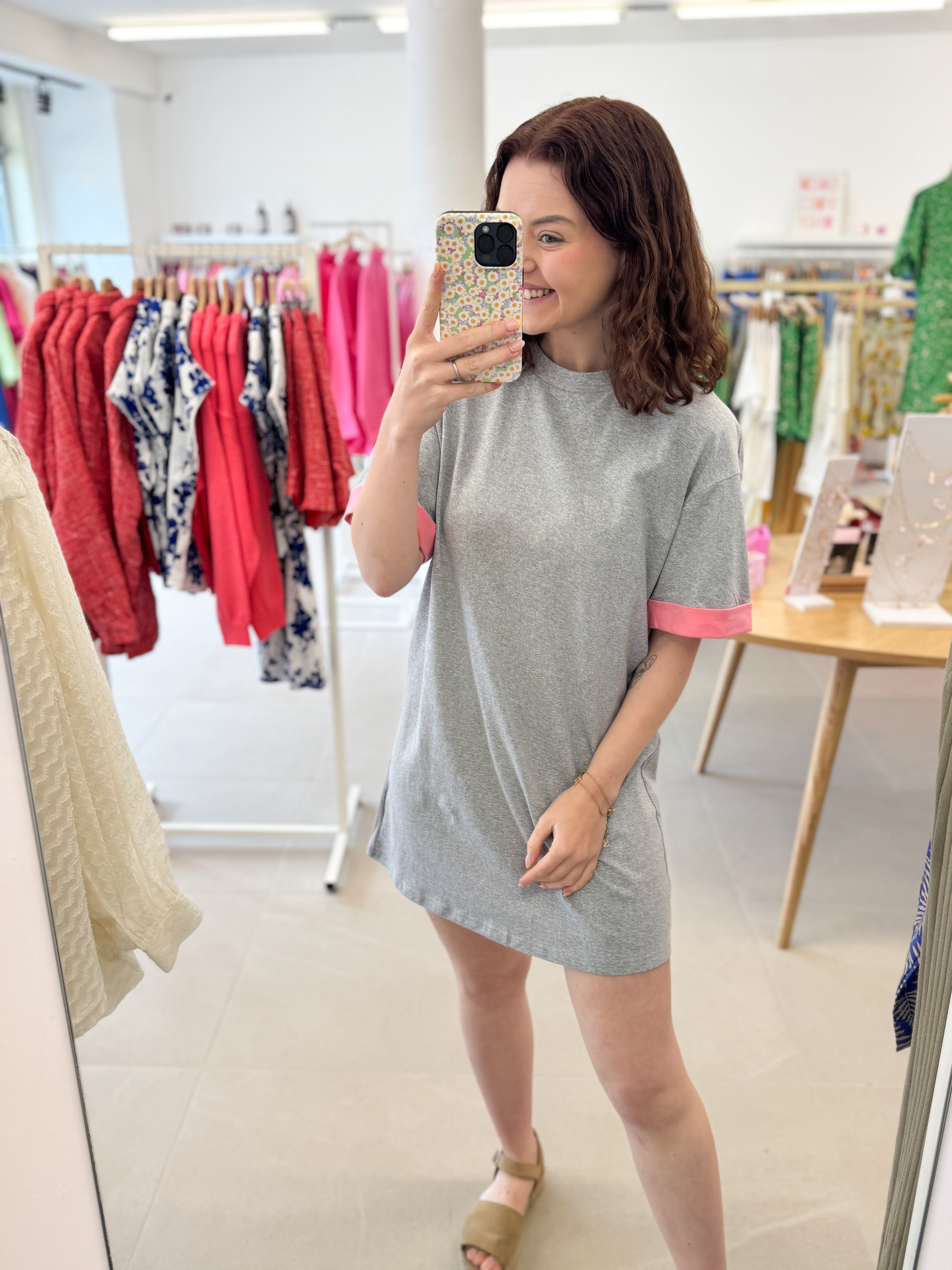 Tee dress - Grey/Pink
