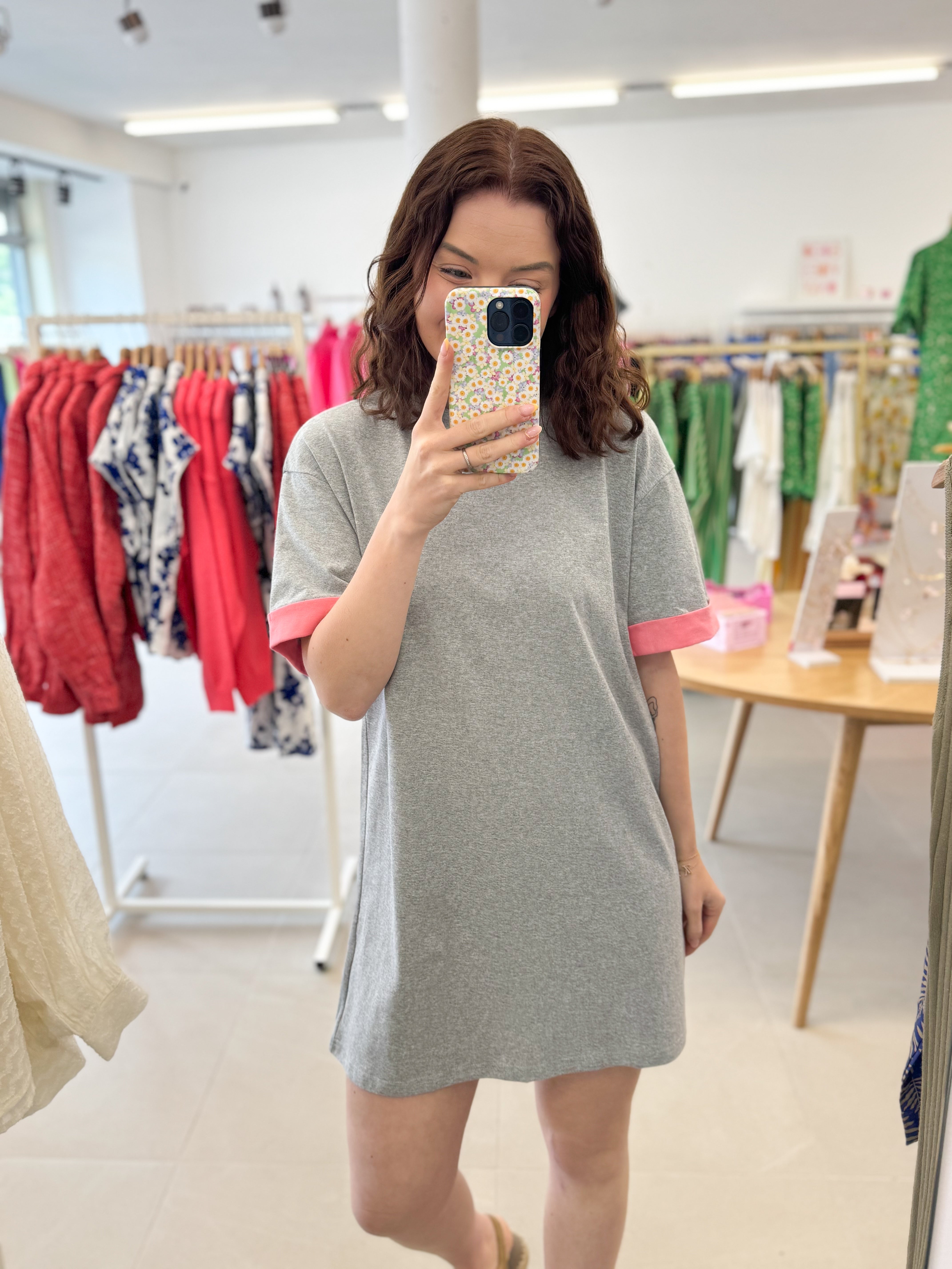 Tee dress - Grey/Pink
