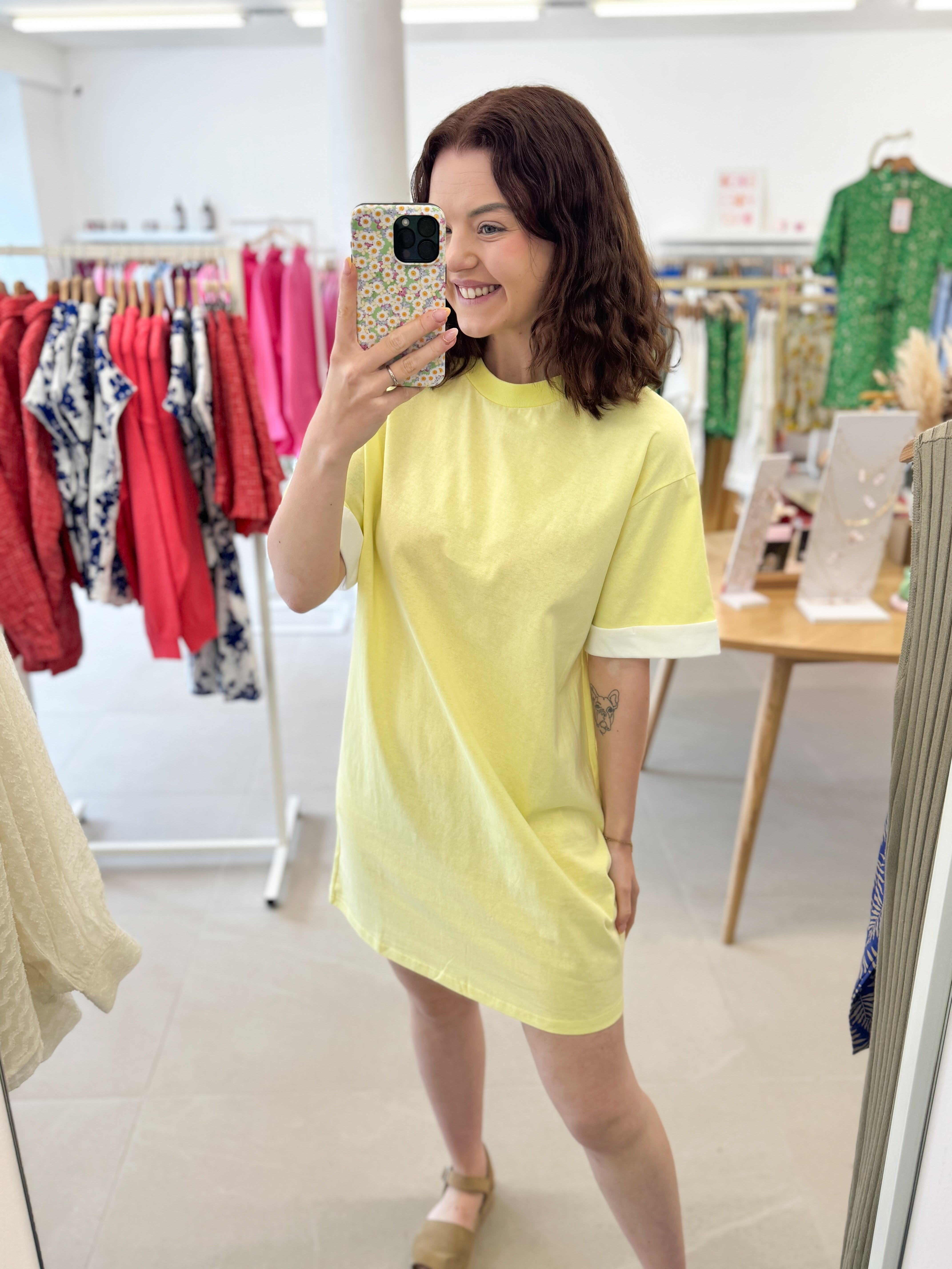 Tee dress - Yellow/White