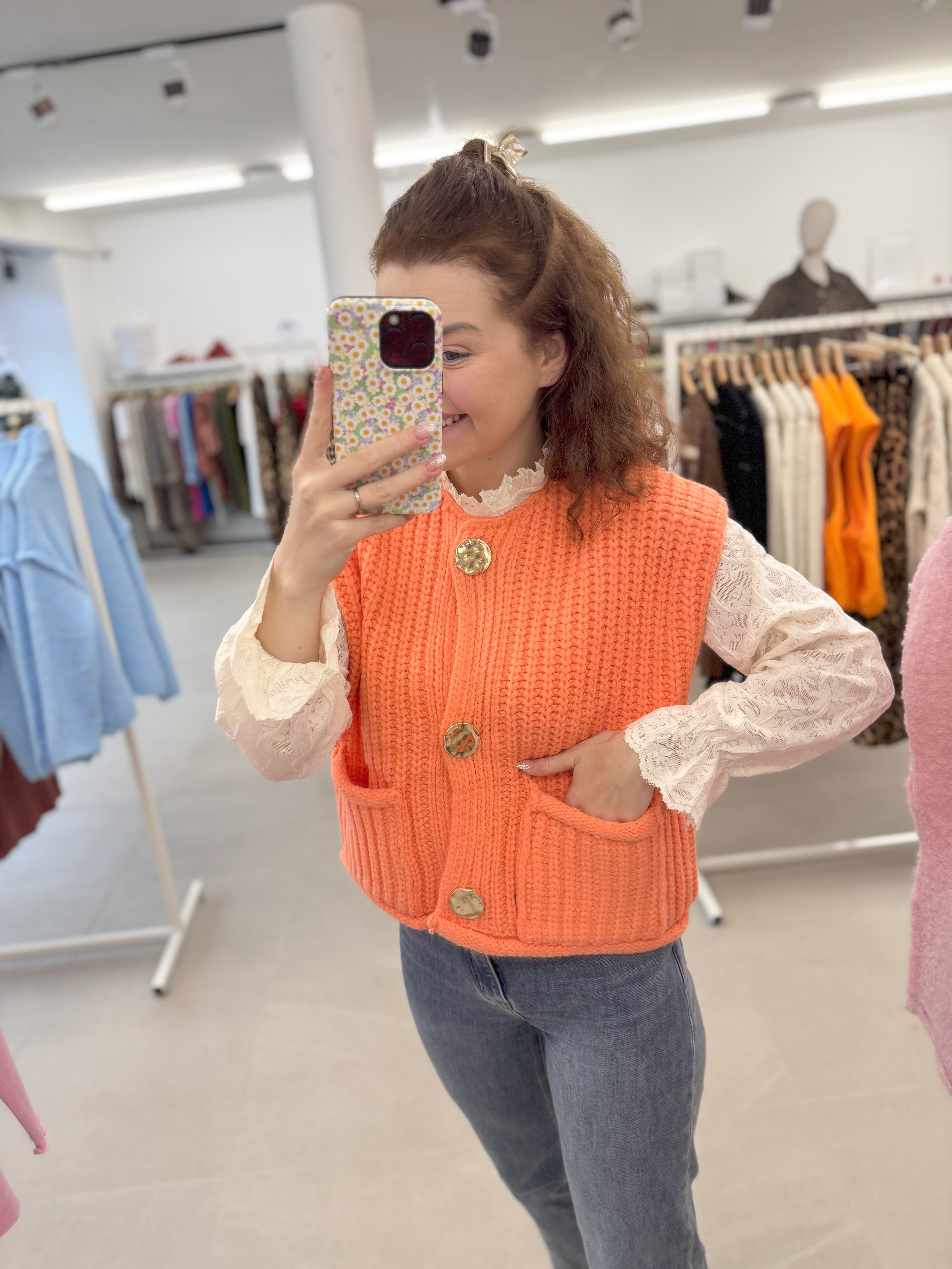 Knitted vest - Orange