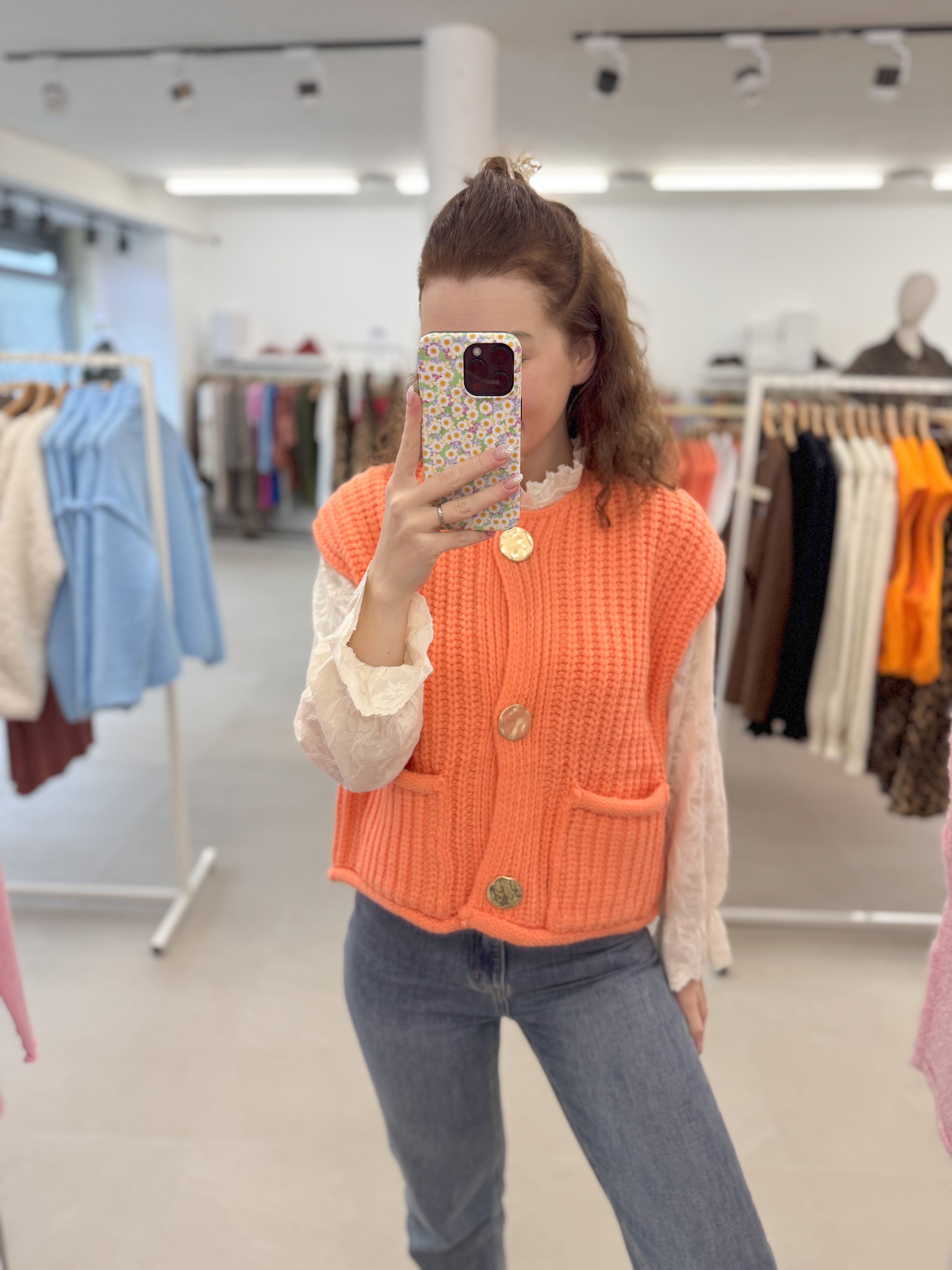 Knitted vest - Orange