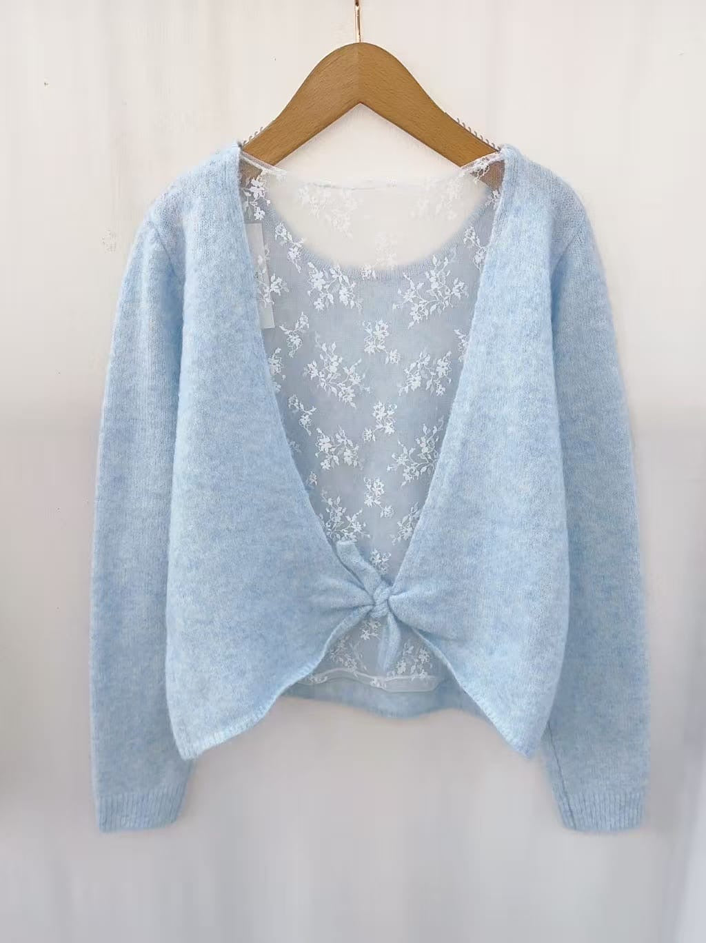 Open back lace knit - Blue