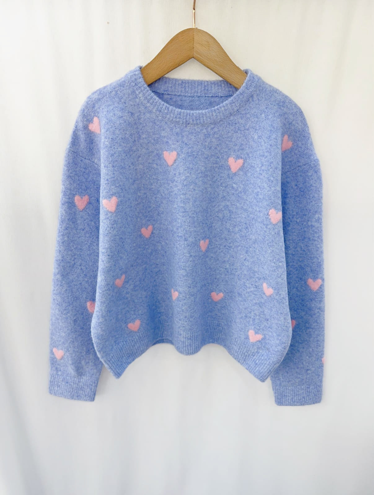 Soft blue heart knit